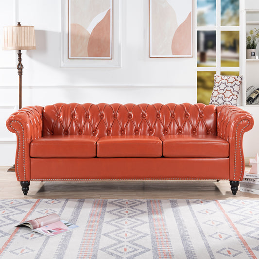 84.65" Rolled Arm Chesterfield 3 Seater Sofa: Classic Design, Luxurious Comfort, Multiple Colors and Sizes