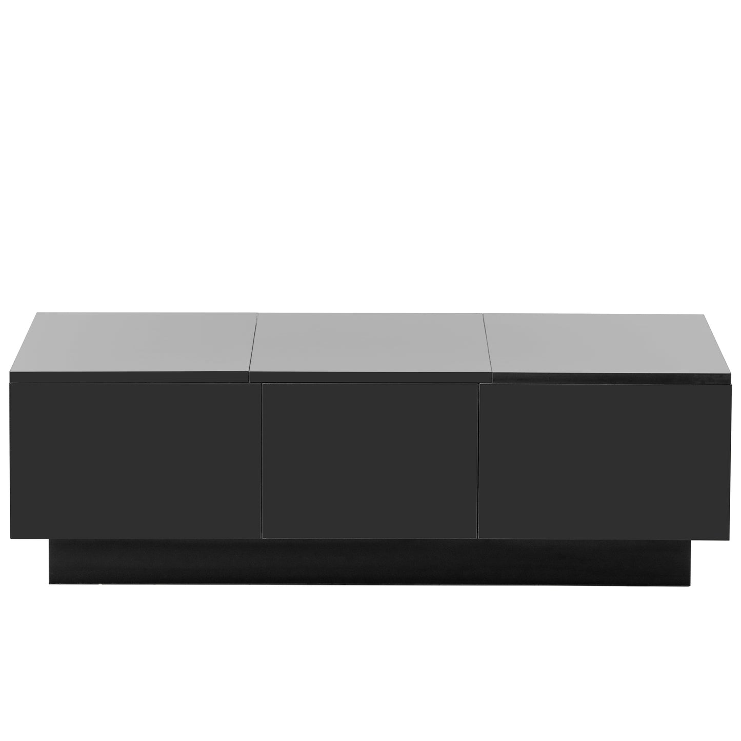 ON-TREND Multifunctional Coffee Table with Hidden Storage, Extendable Cocktail Table with Drawers, High-gloss Center Table for Living Room, 39.3"x21.6", Black