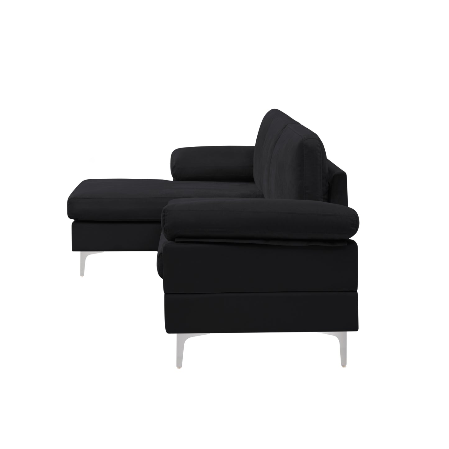 Sectional Sofa Black Velvet Left Hand Facing (Size difference, See Details in Page)