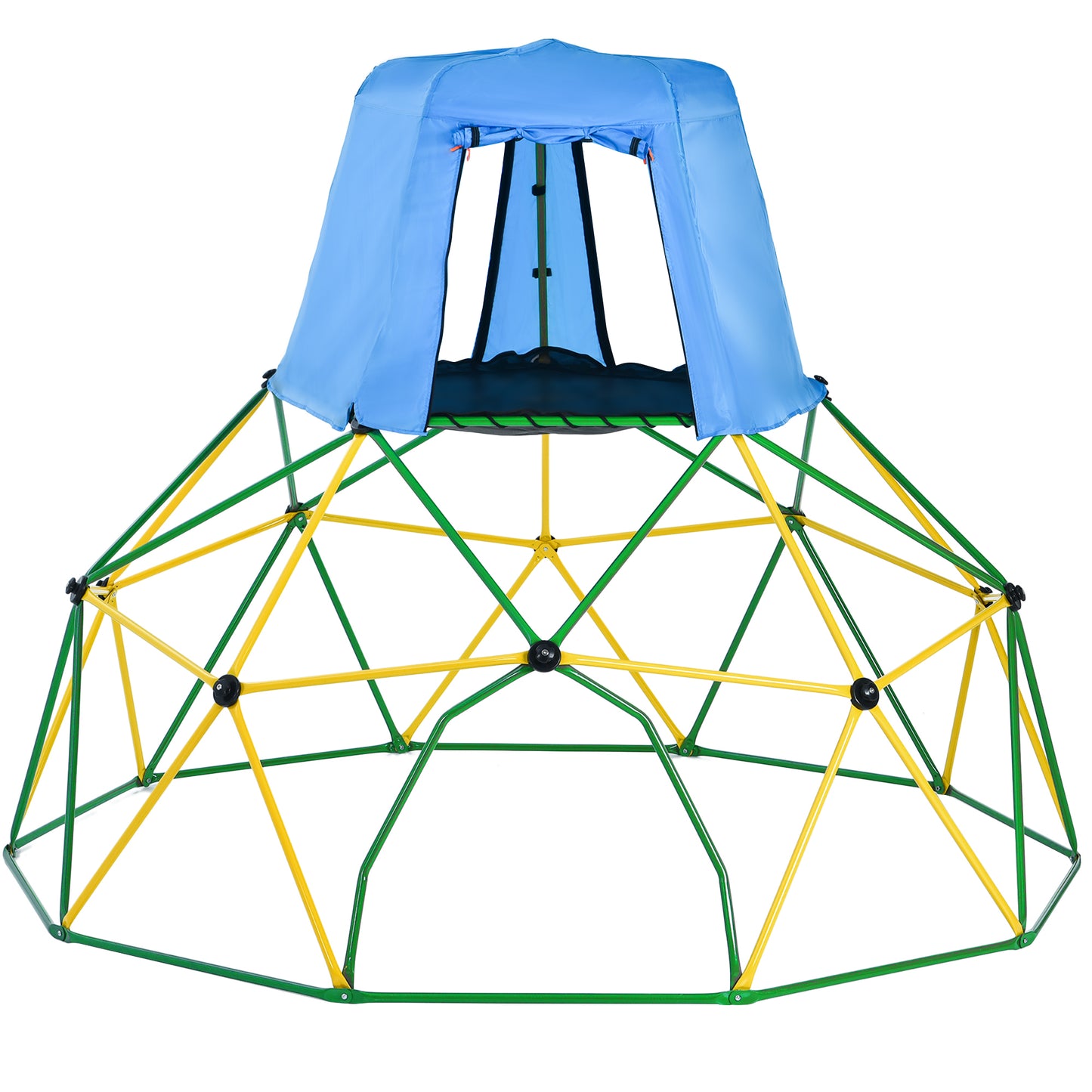 Kids Climbing Dome with Canopy & Playmat - 10 ft Geometric Jungle Gym, Rust & UV Resistant Steel, Supports 1000 LBS - Play Center for Active Play