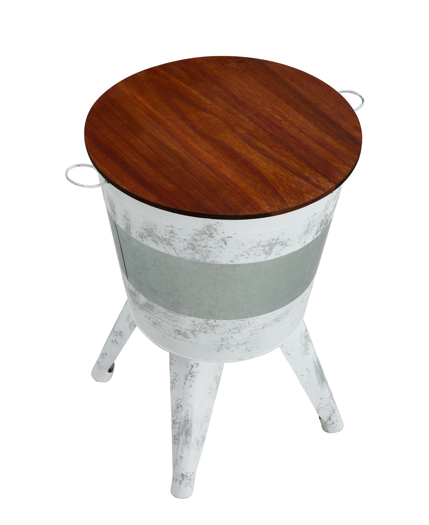 Farmhouse Rustic Distressed Metal Accent Cocktail Table with Wood Top - Set of 2: White, Wood-Top, Distressed, Metal Accents