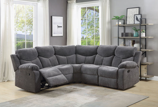 ACME Kalen Sectional Sofa: Gray Chenille, Comfortable & Stylish, Perfect for Any Living Space