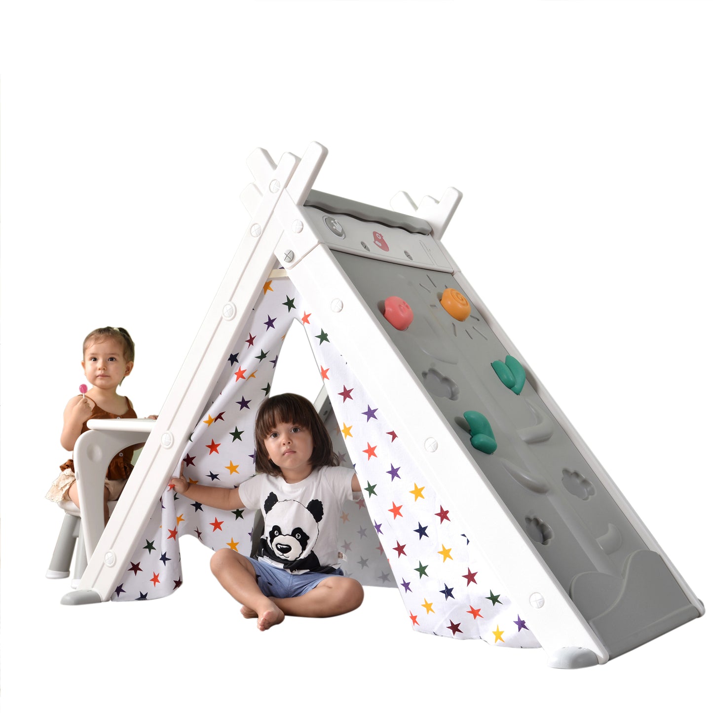 Kids Play Tent - 4 in 1 Teepee Tent with Stool and Climber, Foldable Playhouse Tent for Boys & Girls - Informative, Multi-Functional, and Portable - Enhance Imaginative Play - Available in Various Colors and Sizes - Ideal for Indoor and Outdoor Fun