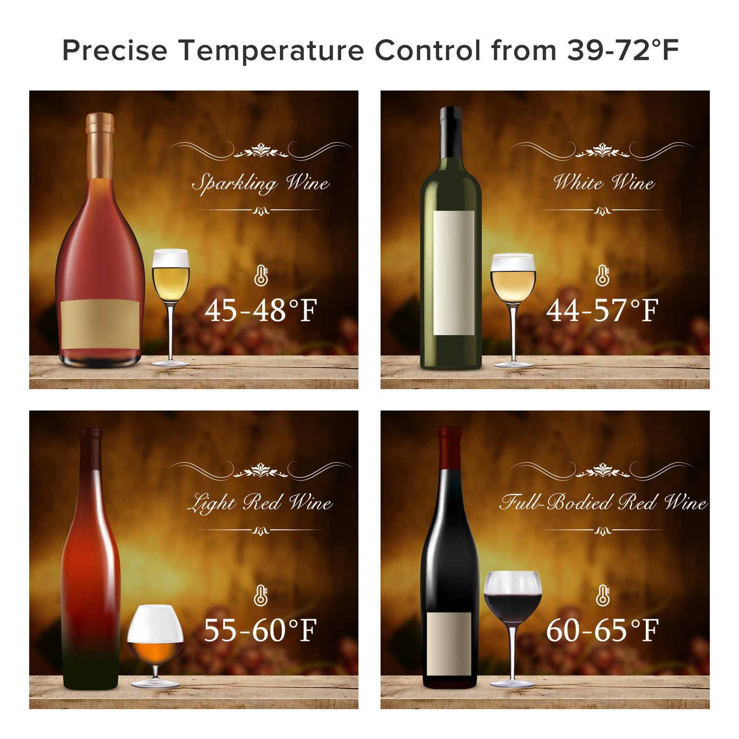 Wine Cooler Countertop Freestanding Cellar Compressor System Champagne Chiller Digital Temp Control UV-Protective Finish 24 Bottle