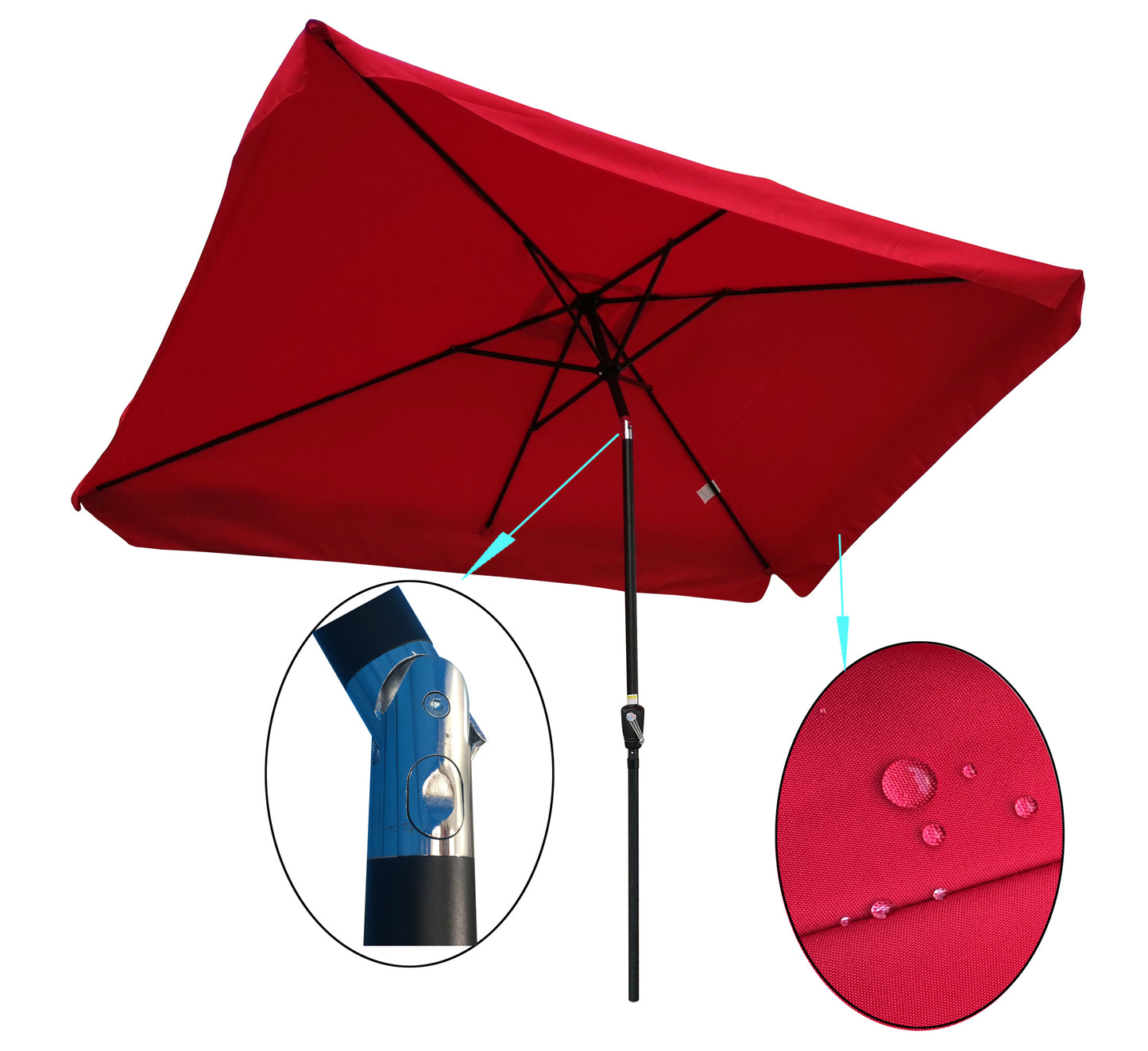 10 x 6.5ft Rectangular Patio Umbrella Outdoor Market Umbrellas with Crank and Push Button Tilt for Garden Swimming Pool Market - Efficient and Durable Shade Solution with Easy Operation and Adjustable Tilt | Various Colors and Sizes Available