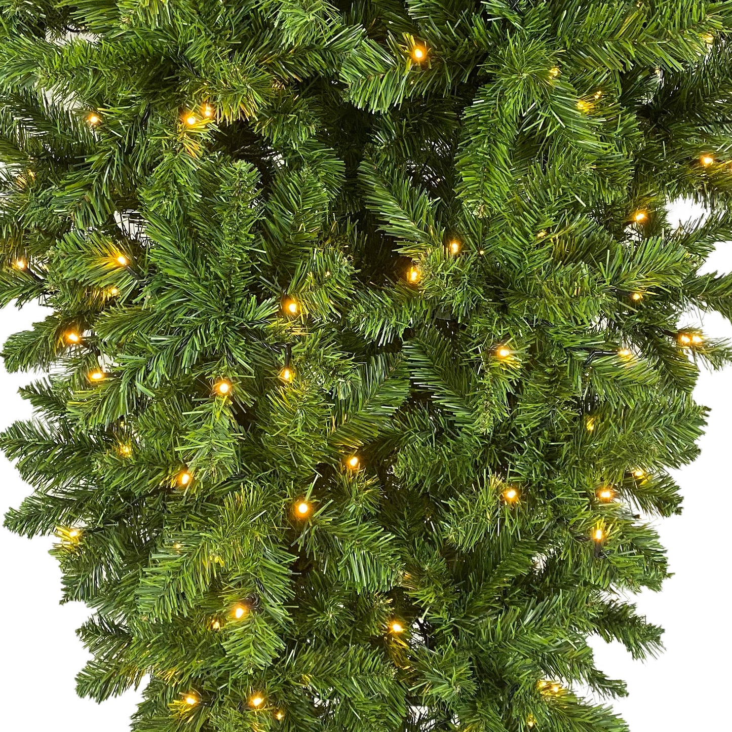 Upside Down Green Christmas Tree, 6ft w/1,000 Lush Branch Tips, 360 LED Lights X-mas - LED Warm White Lights, Reinforced Metal Base & Easy Assembly