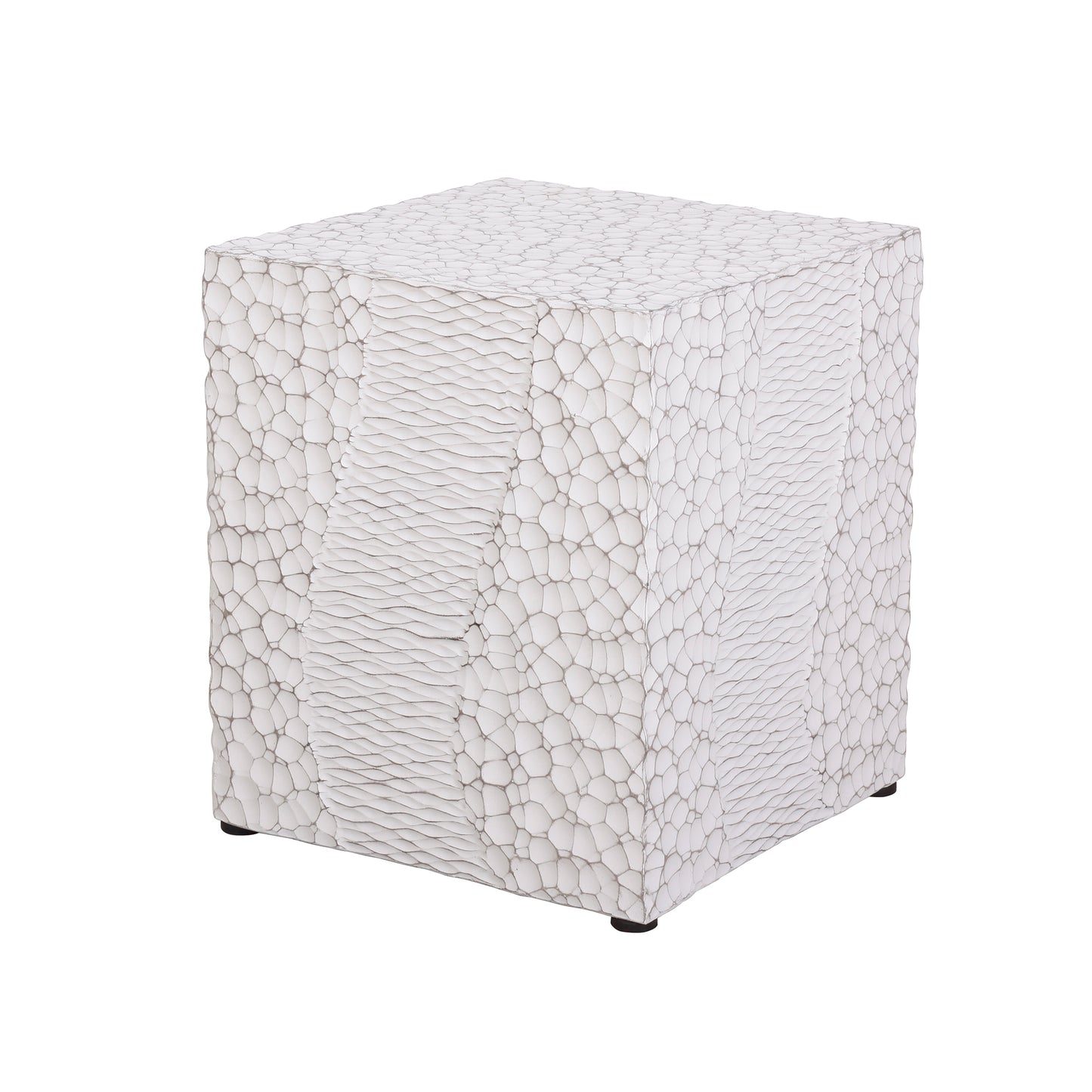 Outdoor Faux Wood Stump Side Table - Coffee/End/Accent Table Square White - Durable & Stylish Furniture Piece for Your Outdoor Space.