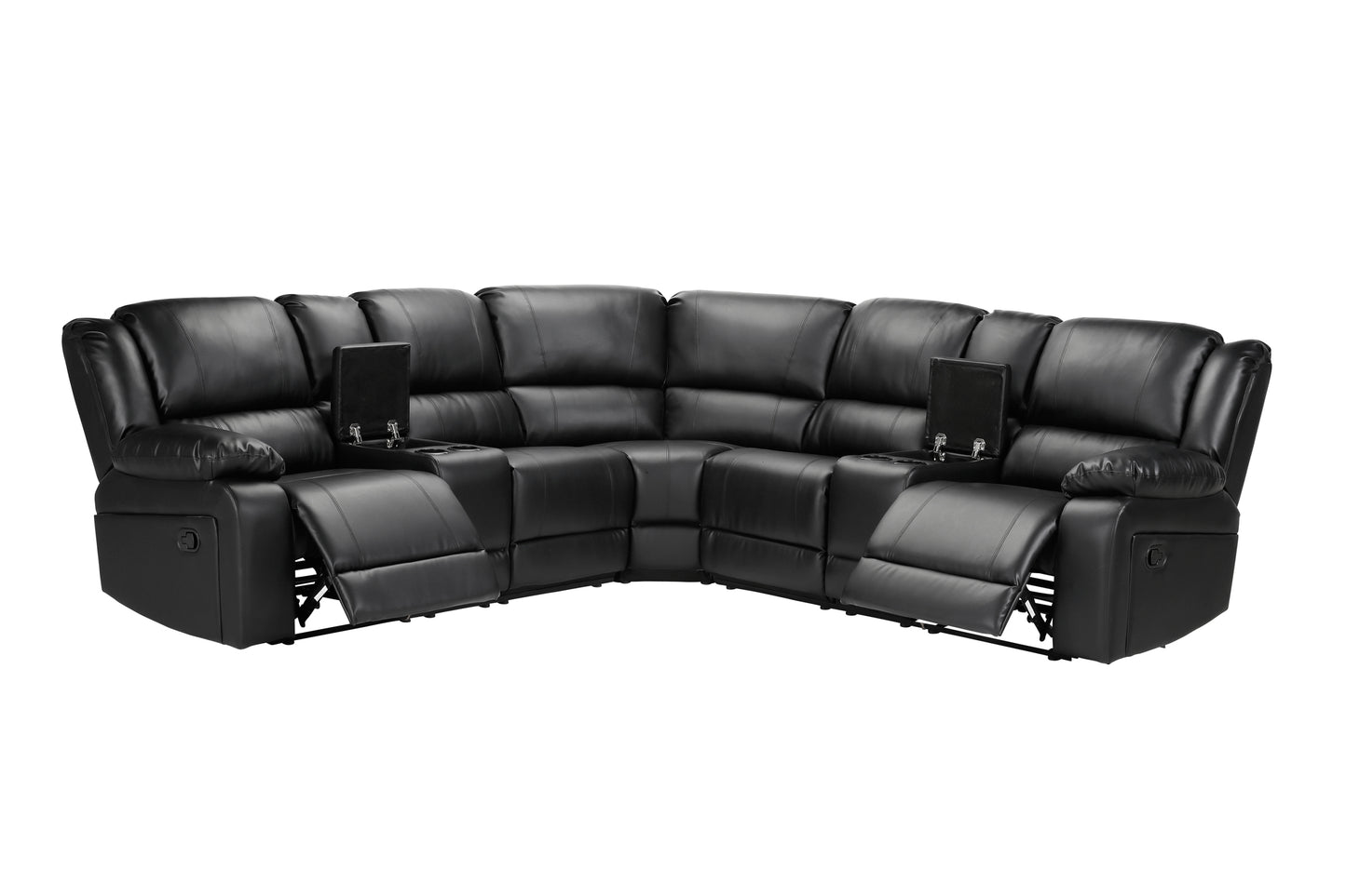 Motion Sofa Black - Reclining, Comfortable, and Stylish Seating Solution - Luxurious Faux Leather Upholstery - Generous Size for Ultimate Relaxation - W223S00028