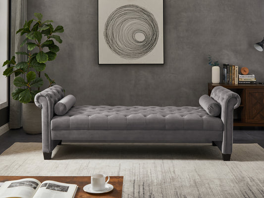 Gray Rectangular Large Sofa Stool: Comfortable and Stylish Seating Solution for Your Living Space