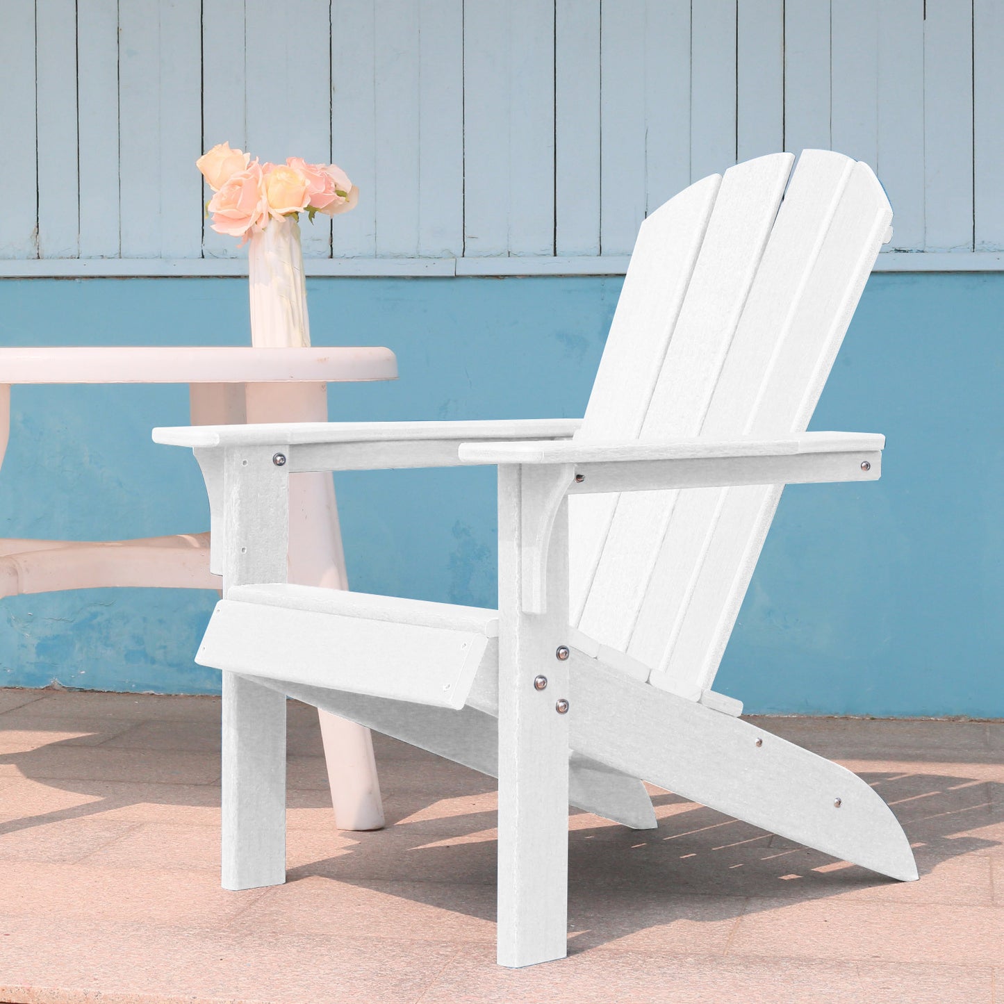 HDPE Adirondack Chair: Sunlight Resistant, Snowstorm Resistant, Outdoor Chair for Patios, Decks, Gardens, Fire Pits, Campfires - White, Ergonomic Comfort, Wide Use (220 characters)