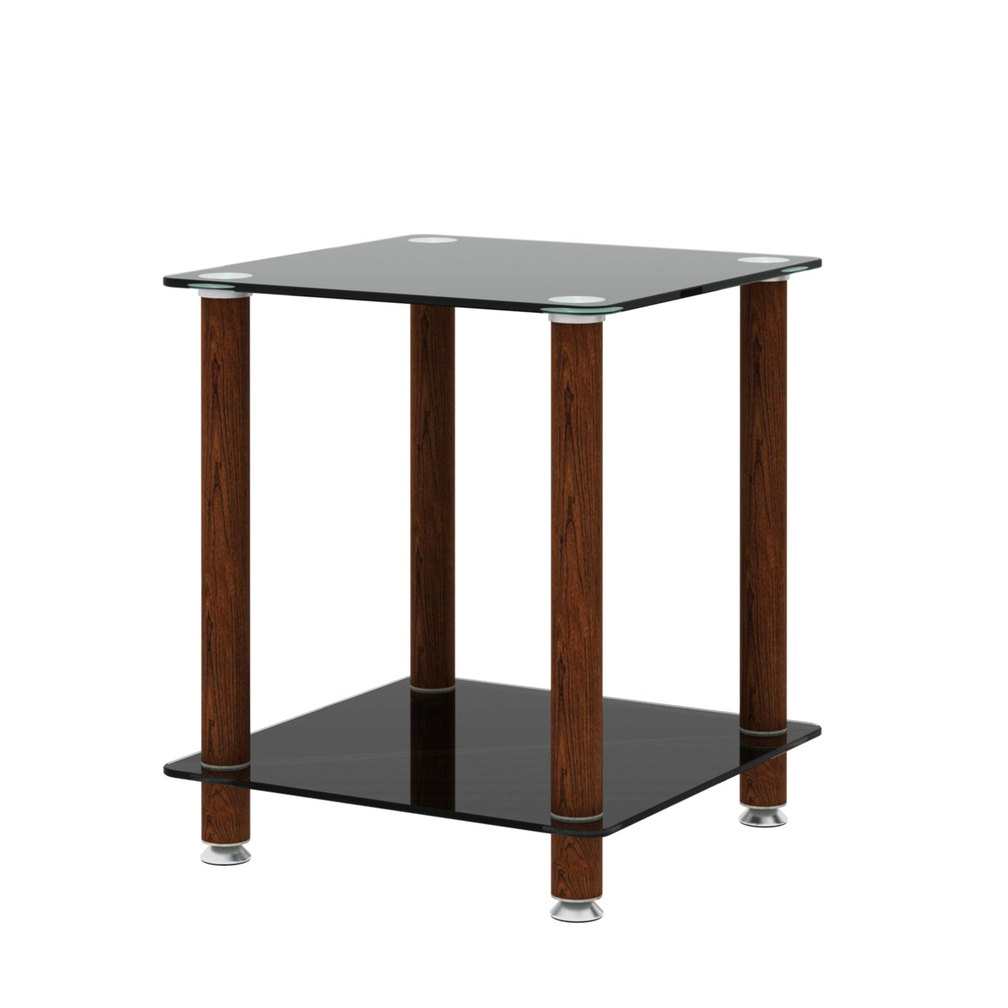 1-Piece Black + Walnut Side Table | 2-Tier Space End Table | Modern Night Stand | Sofa table | Side Table with Storage Shelf