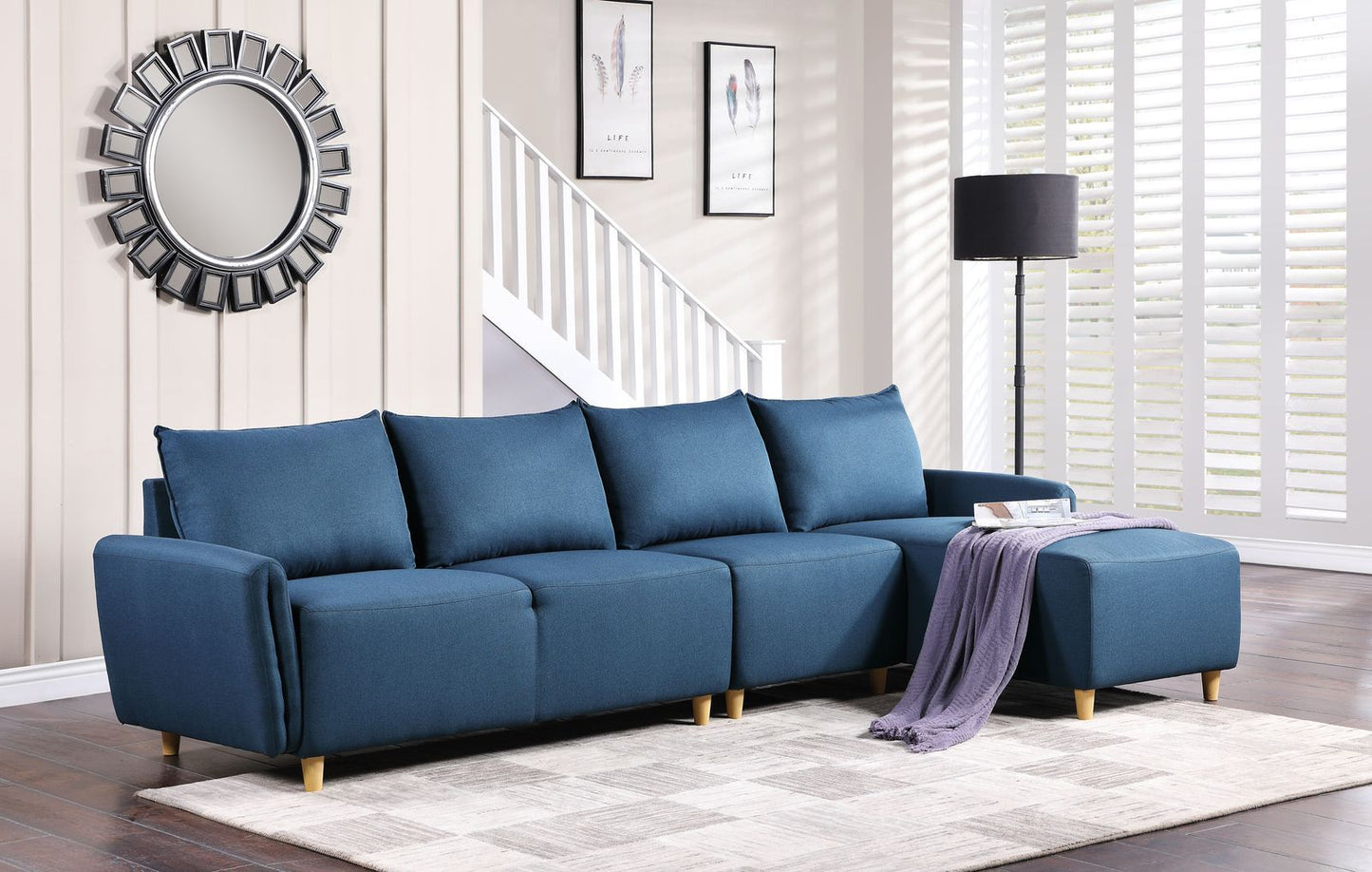 ACME Marcin Sectional Sofa: Blue Fabric, Comfortable and Stylish | 51820