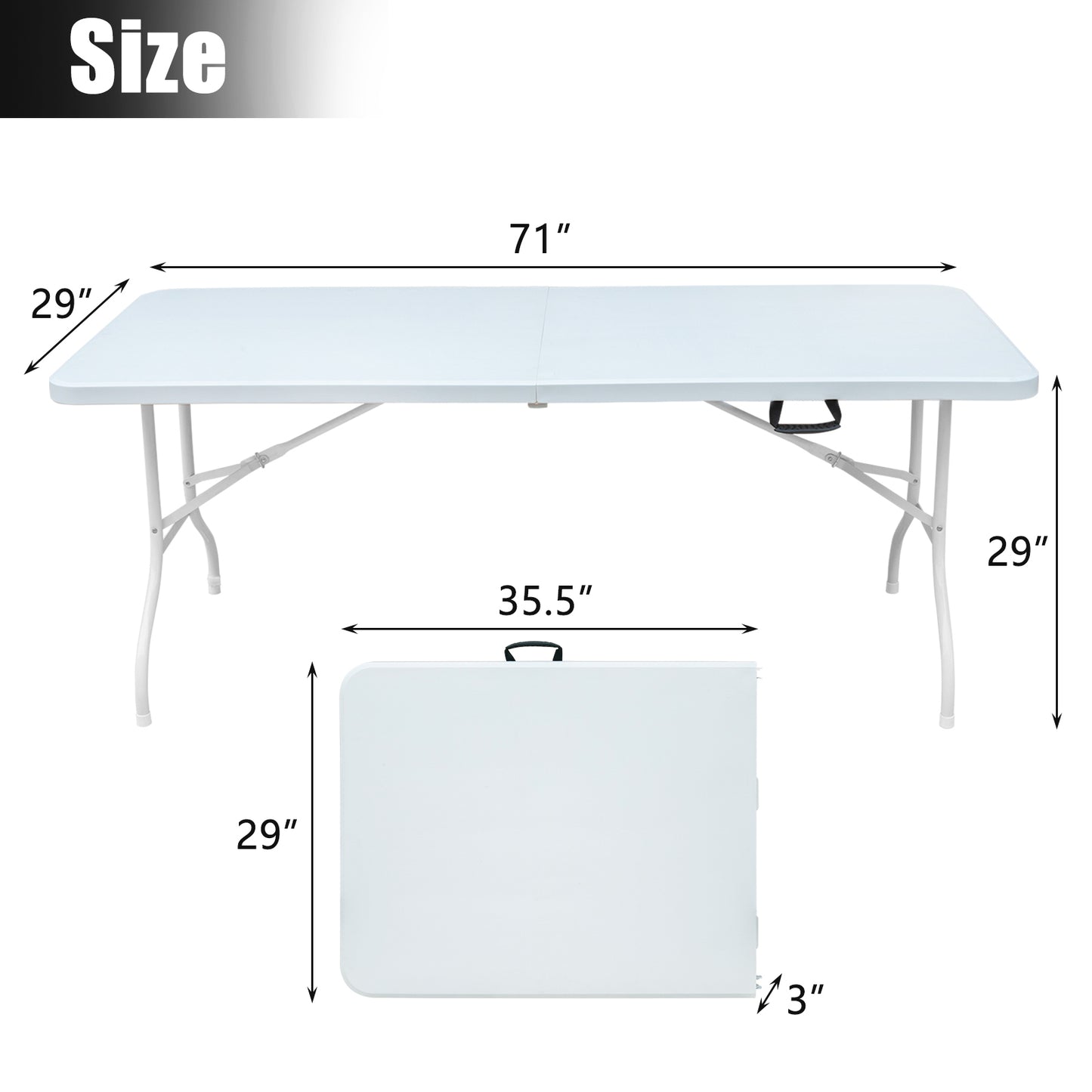 Multi-purpose Outdoor Folding 6ft Picnic Table: Casual, Game, Party - Portable, Durable, Easy to Store and Clean, Various Colors and Sizes Available