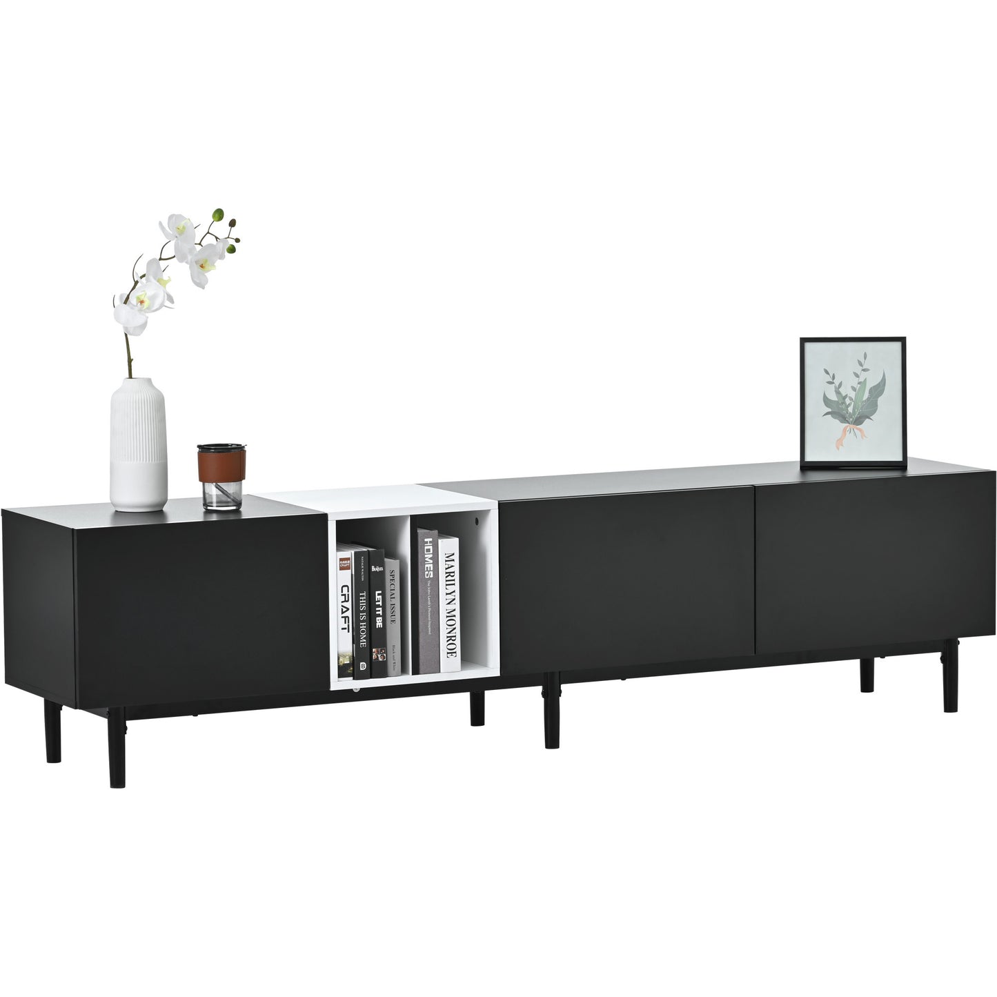 Modern TV Stand for 80'' TV with 3 Doors, Media Console Table, Entertainment Center with Large Storage Cabinet - Ideal for Living Room or Bedroom - Sleek Design, Ample Storage, Easy Organization - Available in Various Colors and Sizes