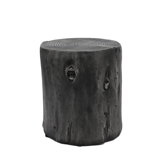 Outdoor Faux Wood Stump Side Table: Dark Grey, Round, Coffee Table, End Table Accent Table