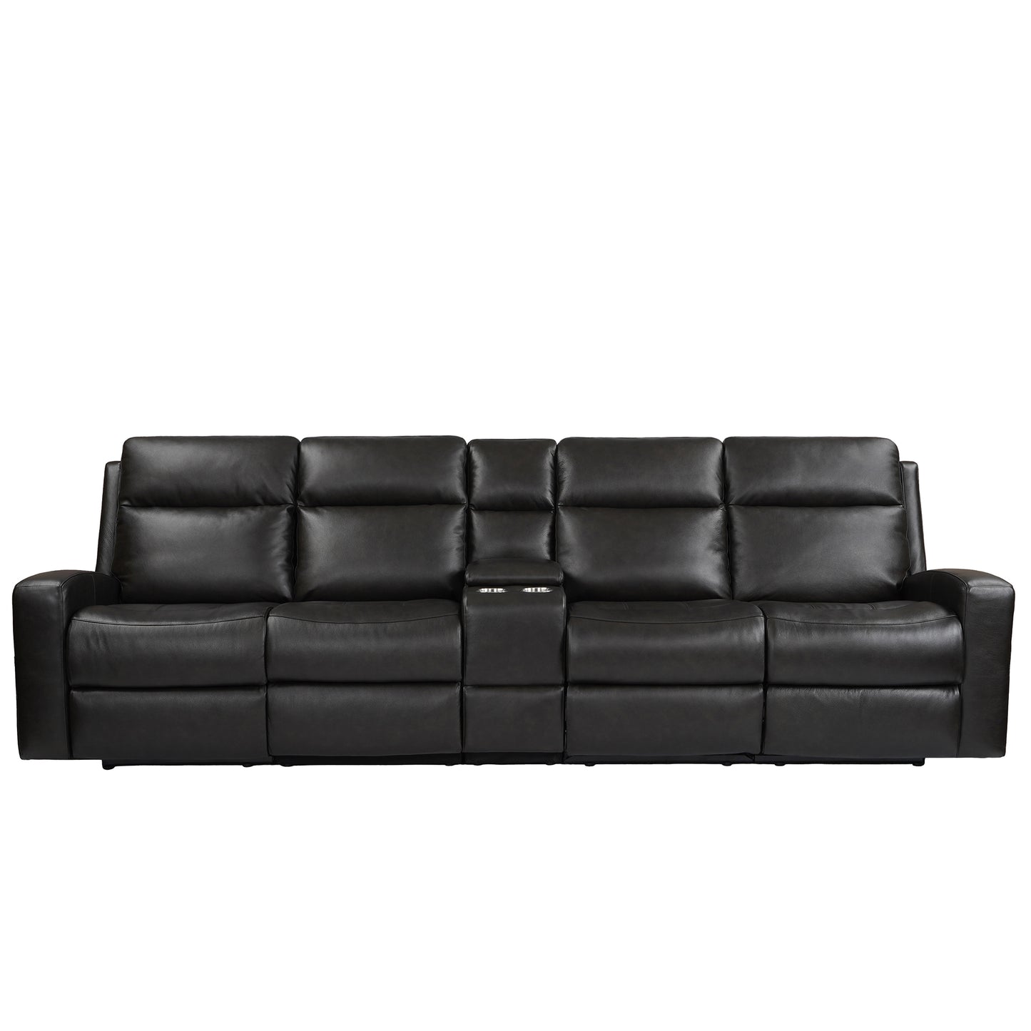 Caleb Triple Power 4 Seats Sofa: Top Grain Leather, Lumbar Support, Adjustable Headrest, Storage Side Pocket, USB & Type C Charger Port