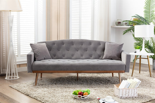 Velvet Sofa with Stainless Feet: Grey Accent Loveseat Sofa