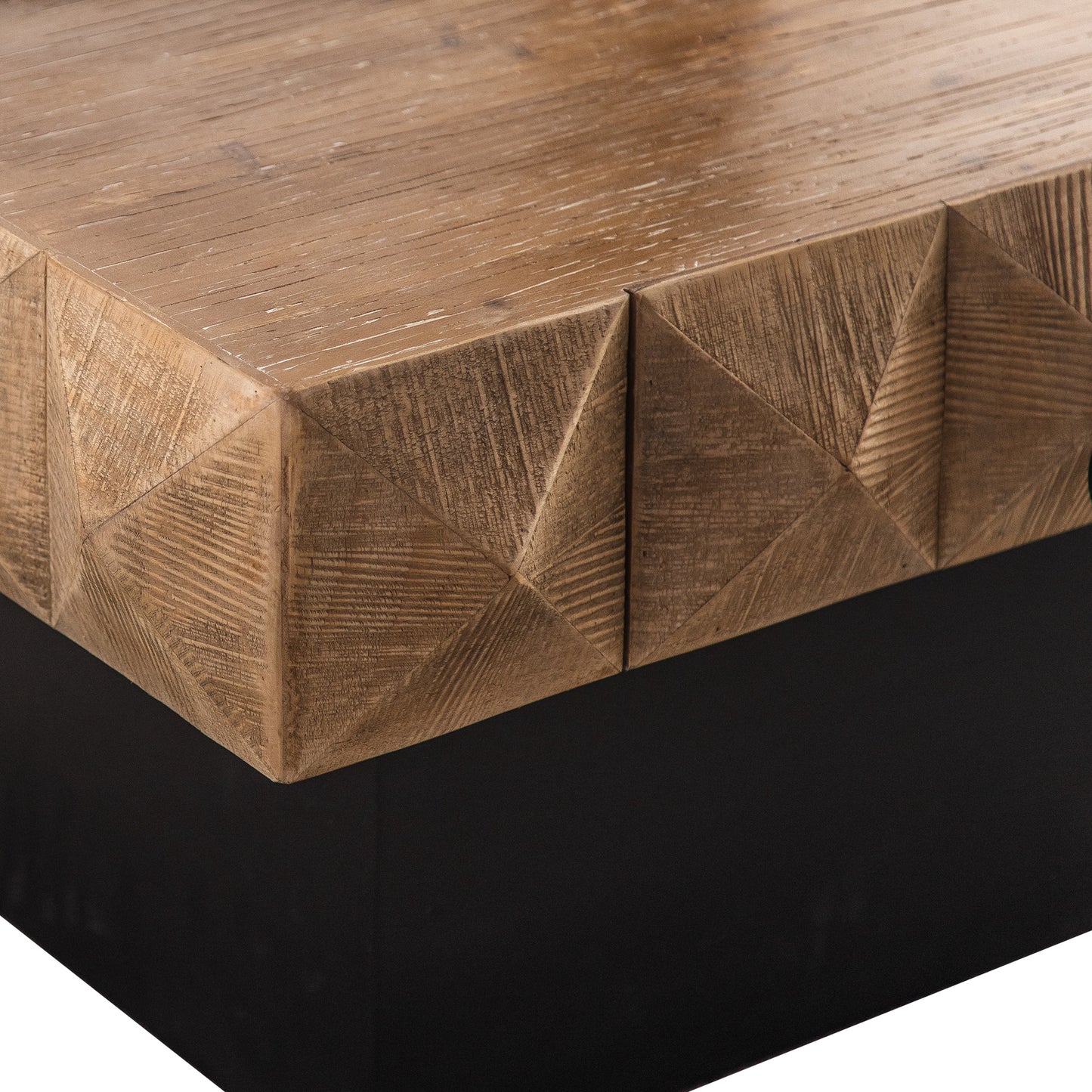 41.33" Three-dimensional Embossed Pattern Square Coffee Table with 2 Drawers and MDF Base - Retro Design, SKU W757102852