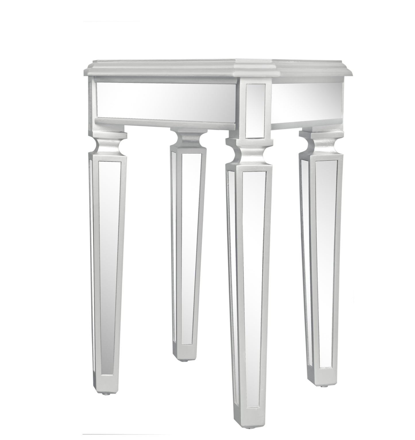 ON-TREND Modern Glass Mirrored End Table with Versatile Design, Easy Assembly Side Table, Luxury Exterior, Sleek Corner Table with Adjustable Legs for Living Room, Bedroom, Silver