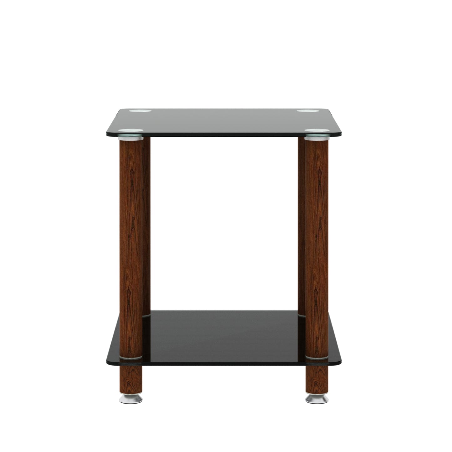 1-Piece Black + Walnut Side Table | 2-Tier Space End Table | Modern Night Stand | Sofa table | Side Table with Storage Shelf