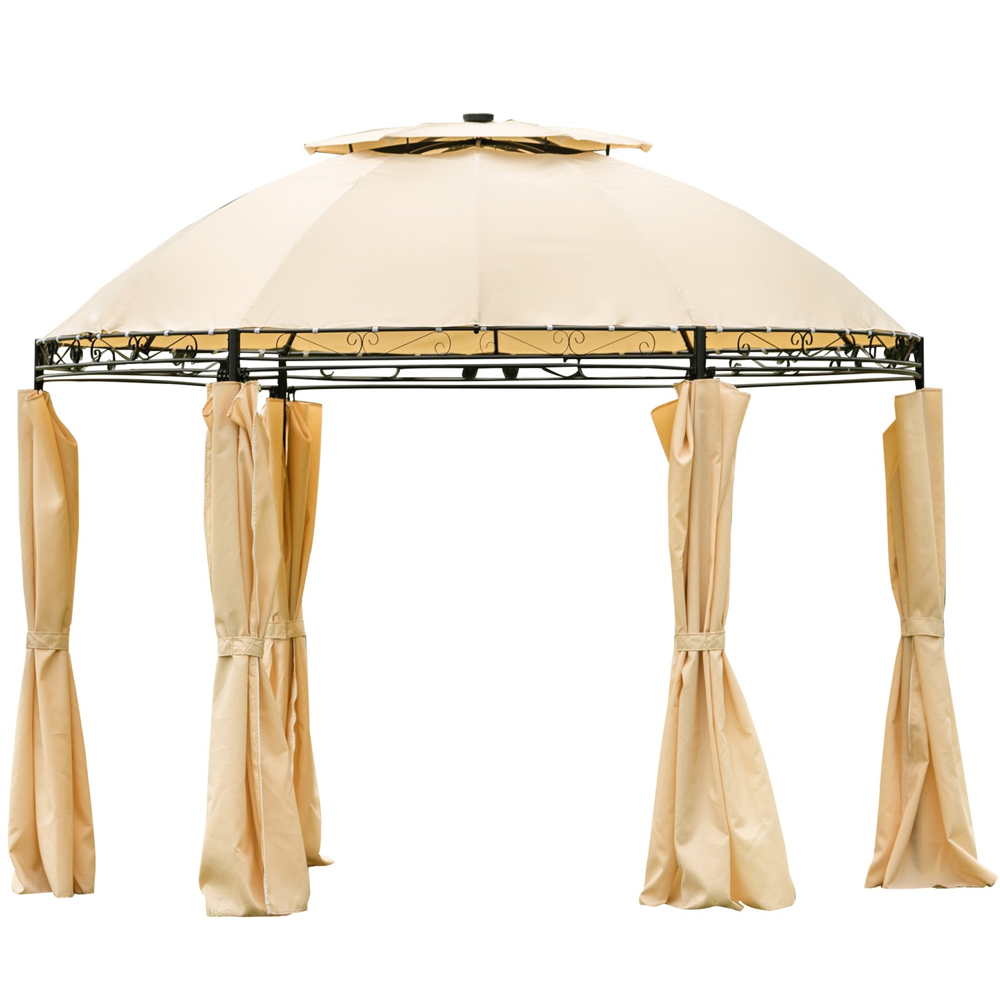 Outdoor Patio Dome Gazebo: U-style Steel Fabric Soft Top with Removable Curtains - Round, Stylish, and Spacious.