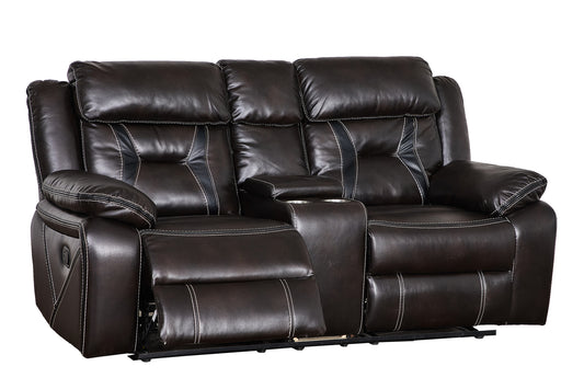 Reclining Upholstered Manual Puller in Faux Leather - Brown | 72.83x38.58x40.16 | Comfortable & Stylish