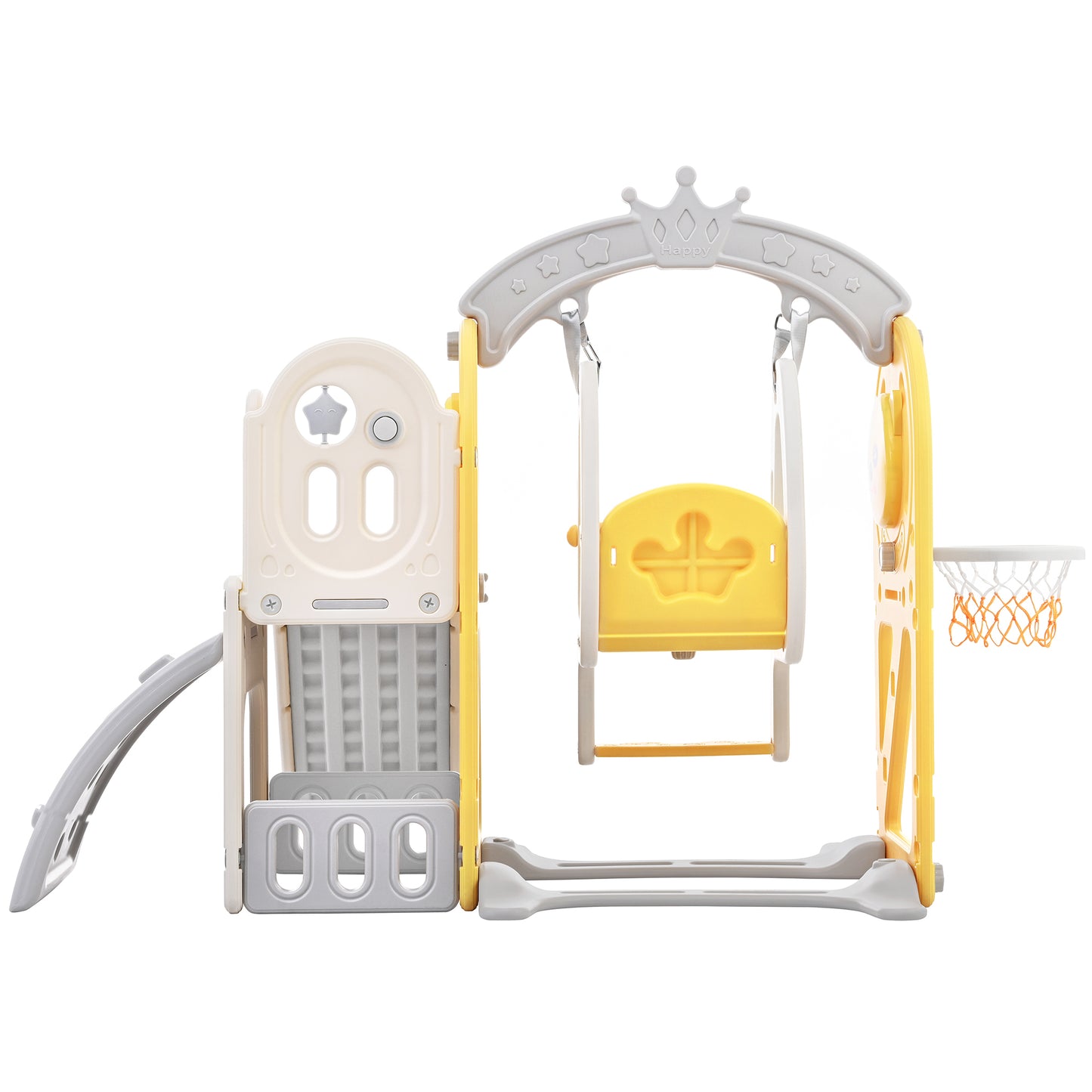 Toddler Slide and Swing Set 5 in 1: Kids Playground Climber Slide Playset with Basketball Hoop. Freestanding Combination for Babies, Indoor & Outdoor.