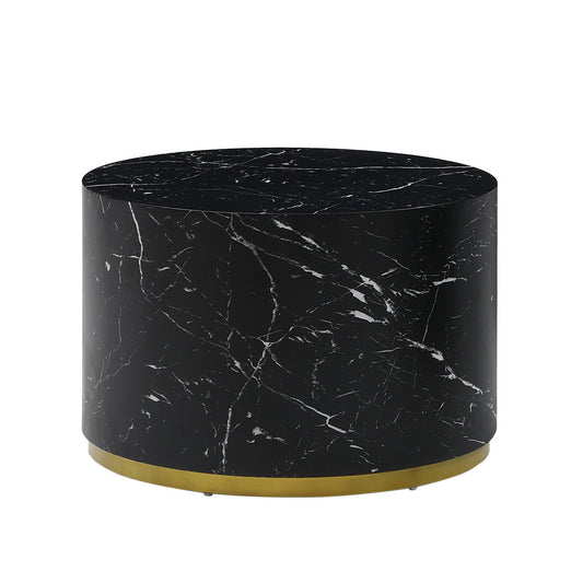 Black Marble Pattern Cocktail Table with Gold Metal Base - 23.62inch: Stylish and Sturdy Furniture for Elegant Spaces