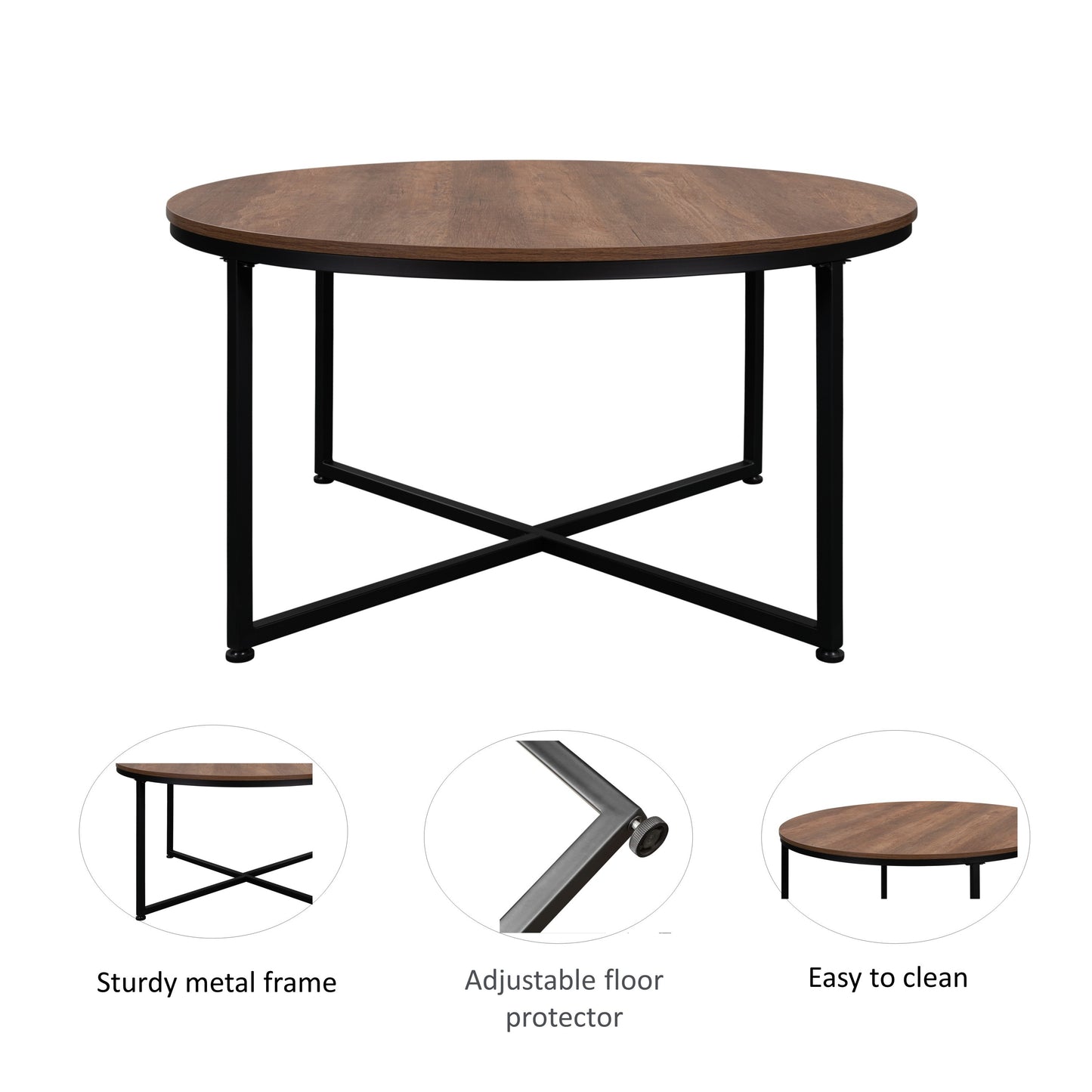 Round Coffee Table: Stylish Wood Design, Perfect for Small Spaces, Available in Multiple Colors and Sizes