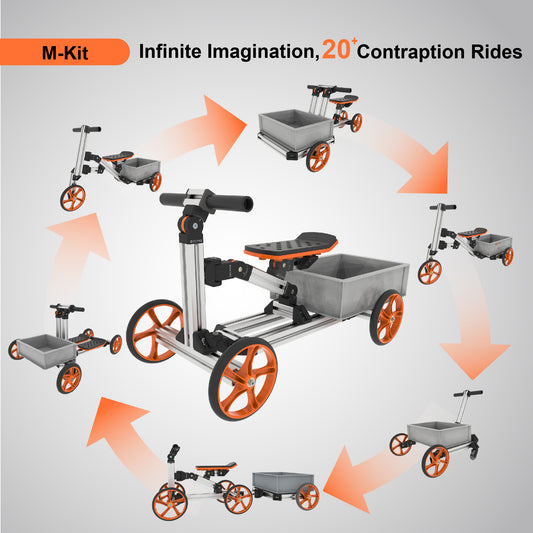 KidRock Buildable Kit 20 in 1 Kids Balance Bike No Pedal Toy: Construction Kit Kids Sit/Stand Scooter - Most Popular M Kit (Non Electric)