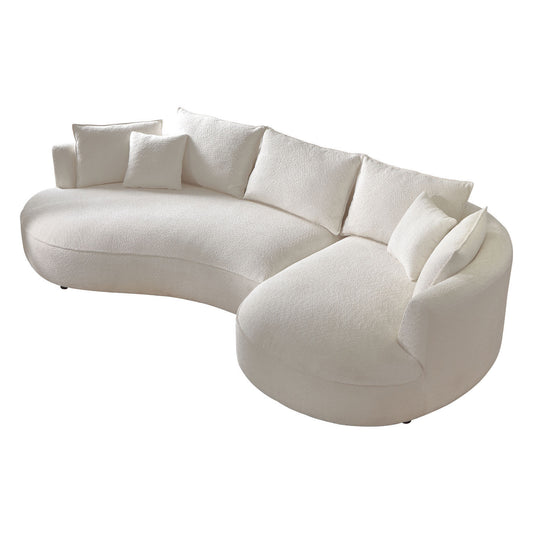 Curved Sofa with Ingenious Shape - Beige Upholstery, Stylish Design | Wayfair