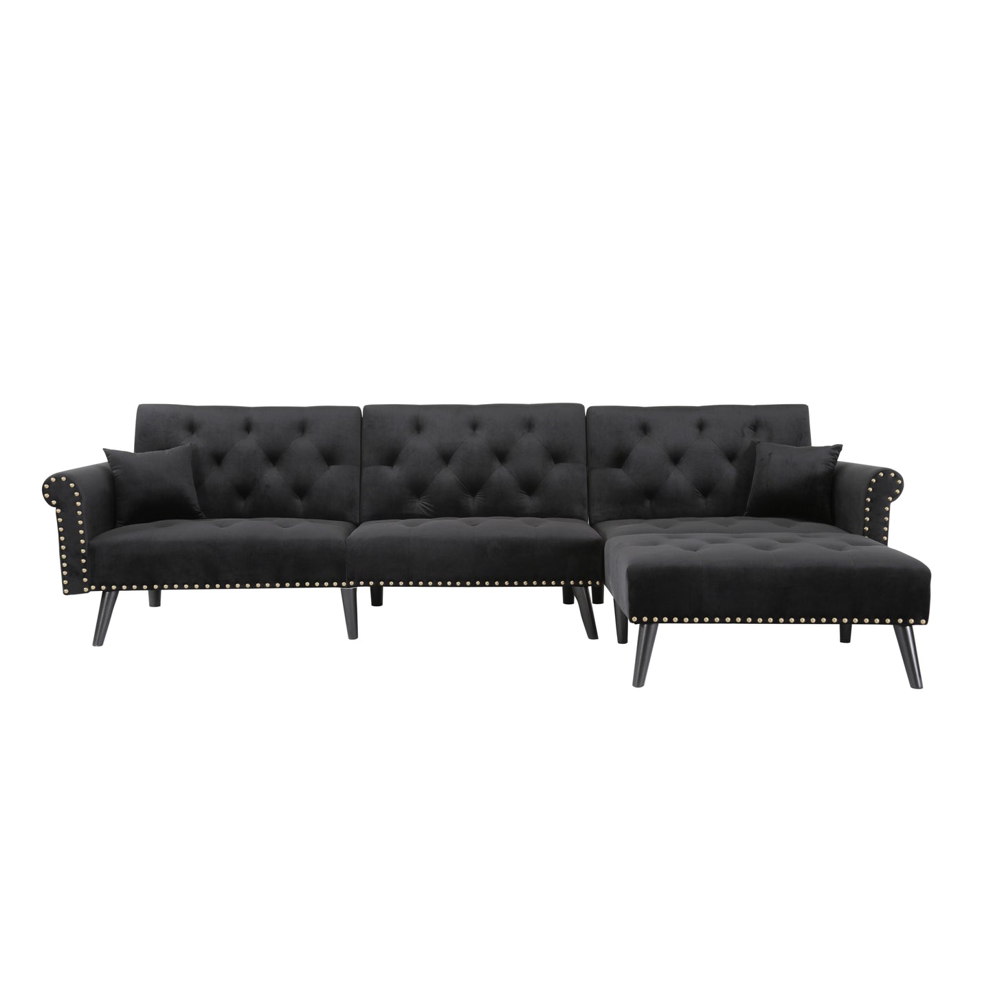 Convertible Sofa Bed Sleeper in Navy Black Velvet - Size Difference (W223S00869, W223S00706, W223S00457)