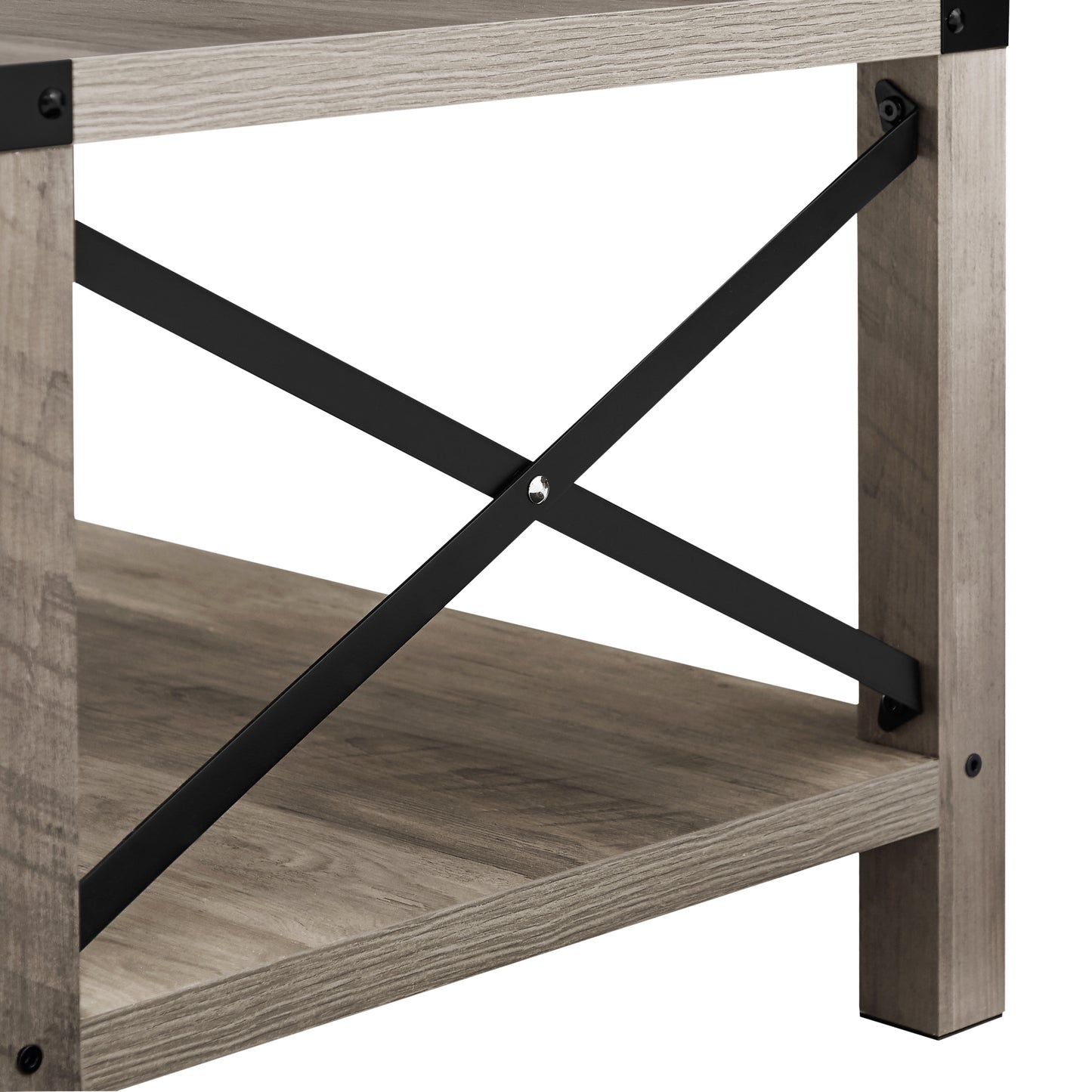 JHX 2-Tier Modern Farmhouse Coffee Table | Wood Rectangle Cocktail Table with Metal X-Frame | Gray, 40.94" w x 21.65" d x 17.91" h