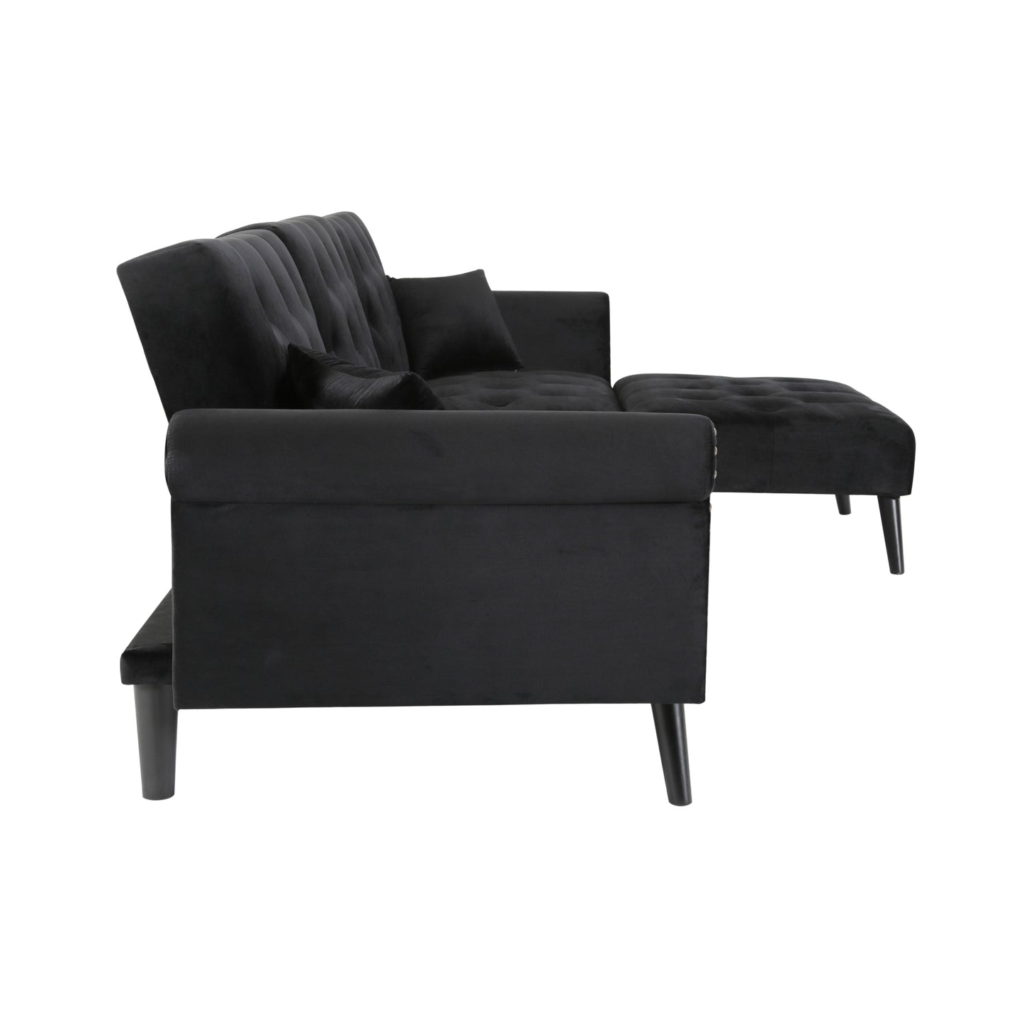 Convertible Sofa Bed Sleeper in Navy Black Velvet - Size Difference (W223S00869, W223S00706, W223S00457)