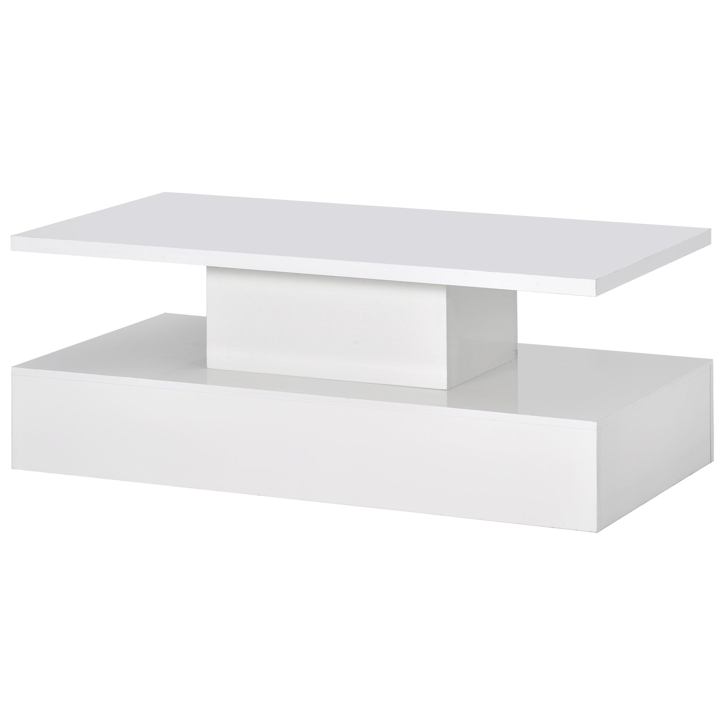 ON-TREND Coffee Table Cocktail Table with LED Lighting, Modern Industrial Design, 16 Colors, Remote Control, White