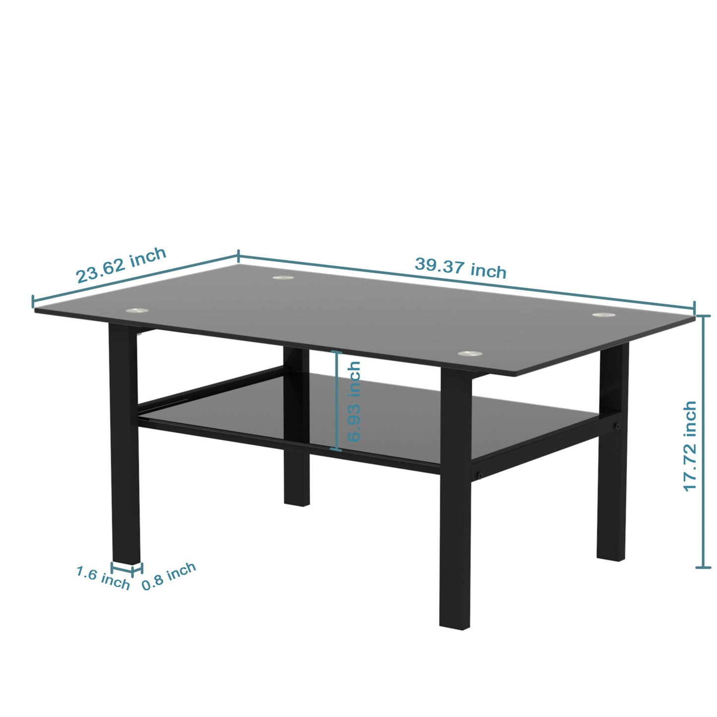 Black Glass Coffee Table - Modern and Simple Living Room Side Table - Sleek and Stylish Design - Available in Black - Perfect for Contemporary Décor - Size Options Available