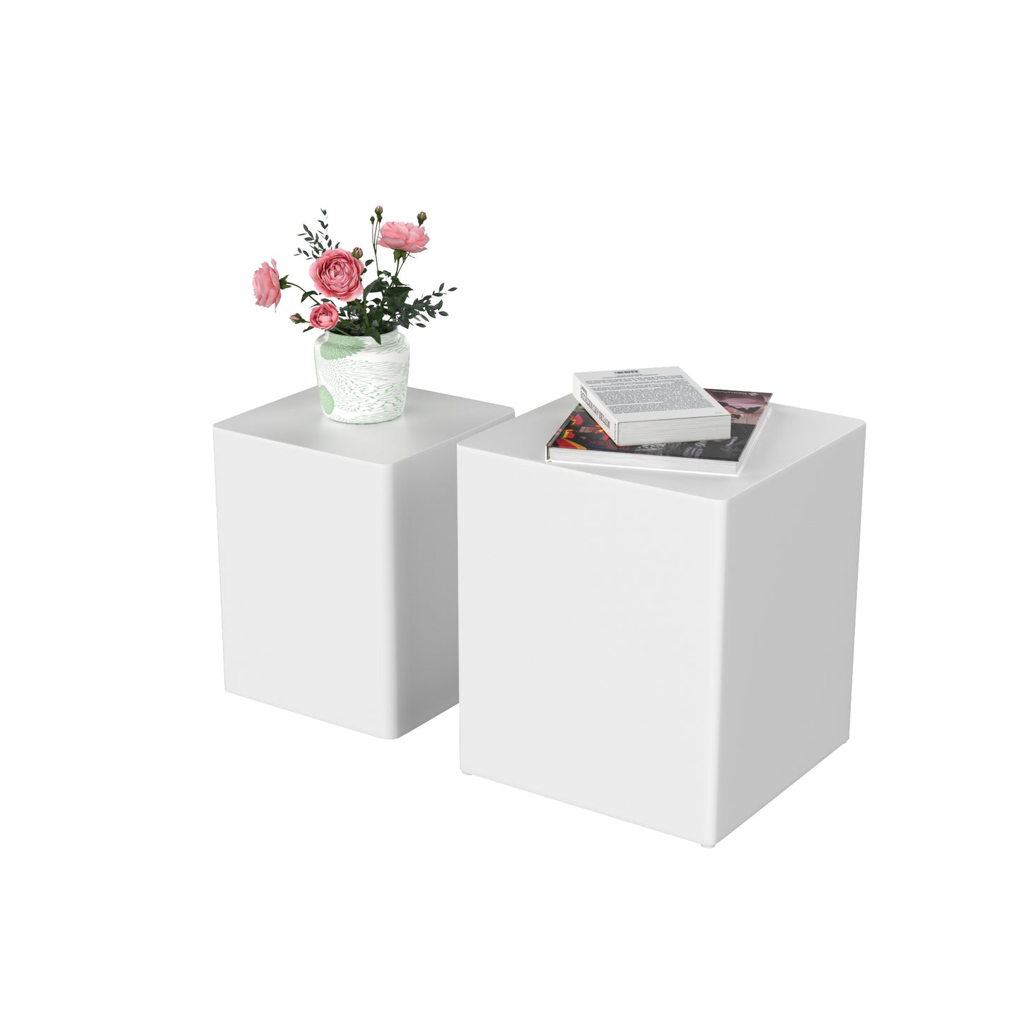 Upgrade MDF Nesting Table/Side Table/Coffee Table/End Table for Living Room, Office, Bedroom - Set of 2 | White | Stylish, Versatile Furniture for Multiple Spaces