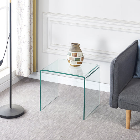 Small Clear Glass Side & End Table - Tempered Glass, Small Coffee Table, Modern Design