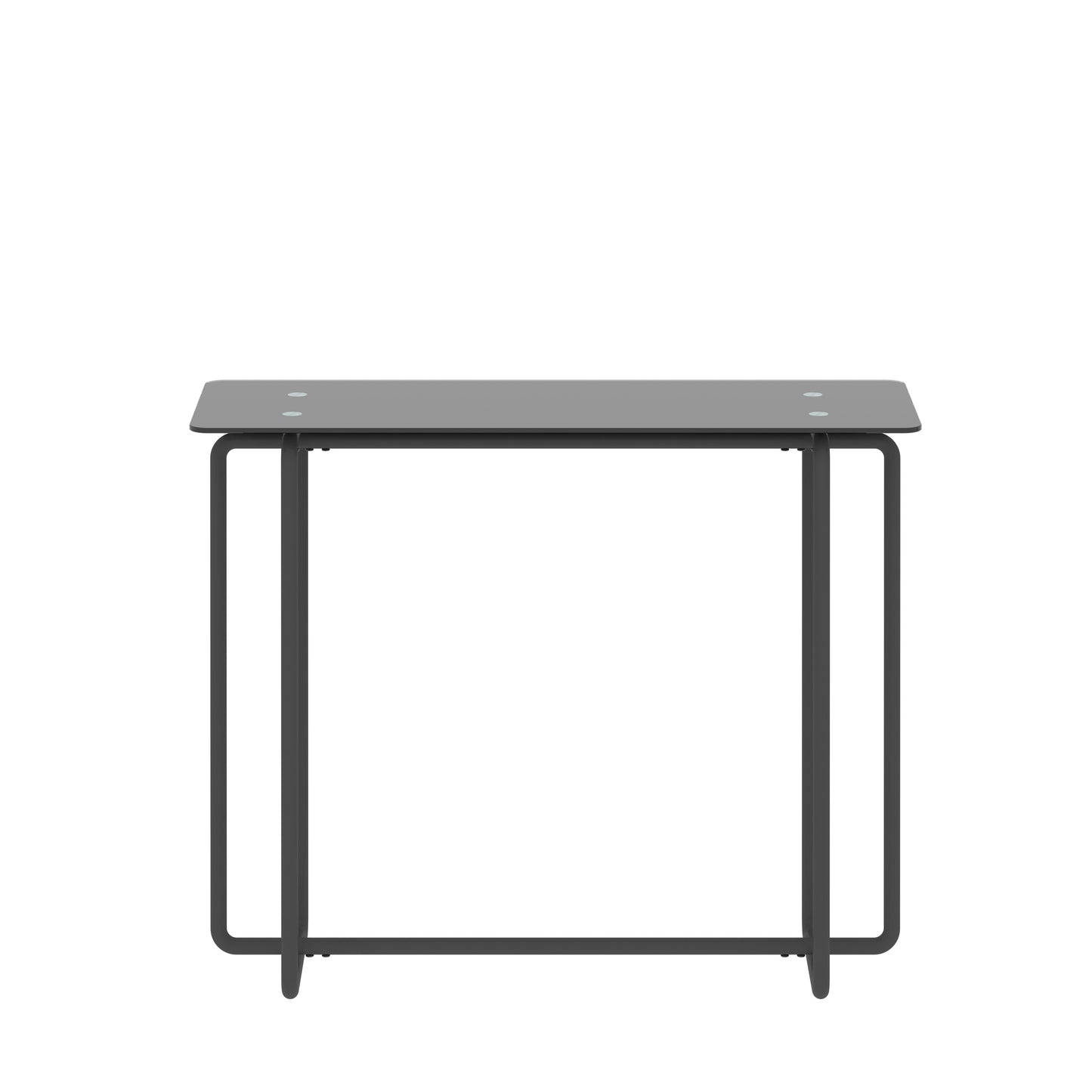 Console Table - Single Layer Tempered Glass Rectangular Porch Table with Black Legs - Double Tempered Glass Tea Table, Black