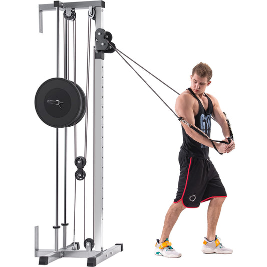 Lat Pulldown Machine - Home Gym Fitness Equipment - Silver Color