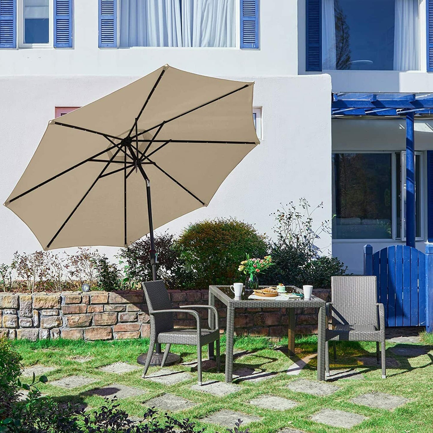 10ft Outdoor Patio Umbrella for Inground Pool Balcony Backyard, Khaki: Enhance Your Outdoor Space with this Stylish and Functional Umbrella