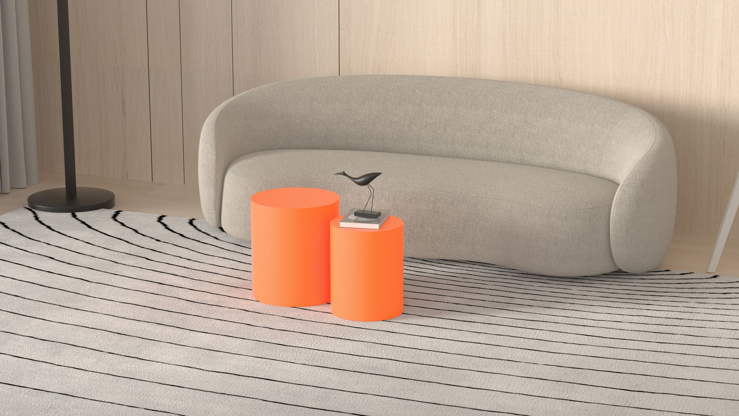 Upgrade MDF Nesting Table Set of 2: Multifunctional for Living Room, Small Space, Goods Display - Bright Orange