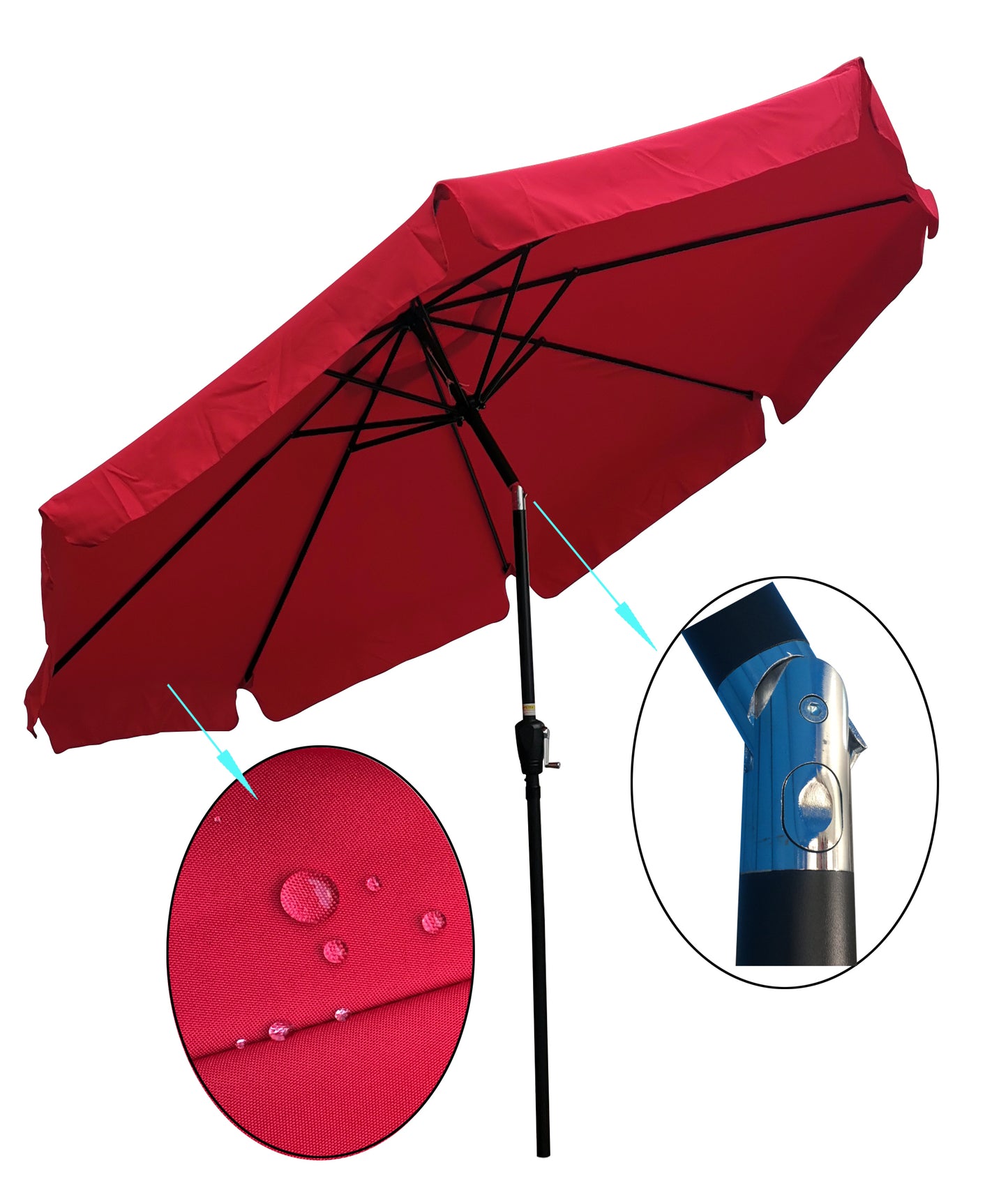 10ft Patio Umbrella Market Round Umbrella Outdoor Garden Umbrellas with Crank and Push Button Tilt - Ideal for Garden, Backyard, Pool Shade Outside - Wide Size Options, Multiple Color Choices