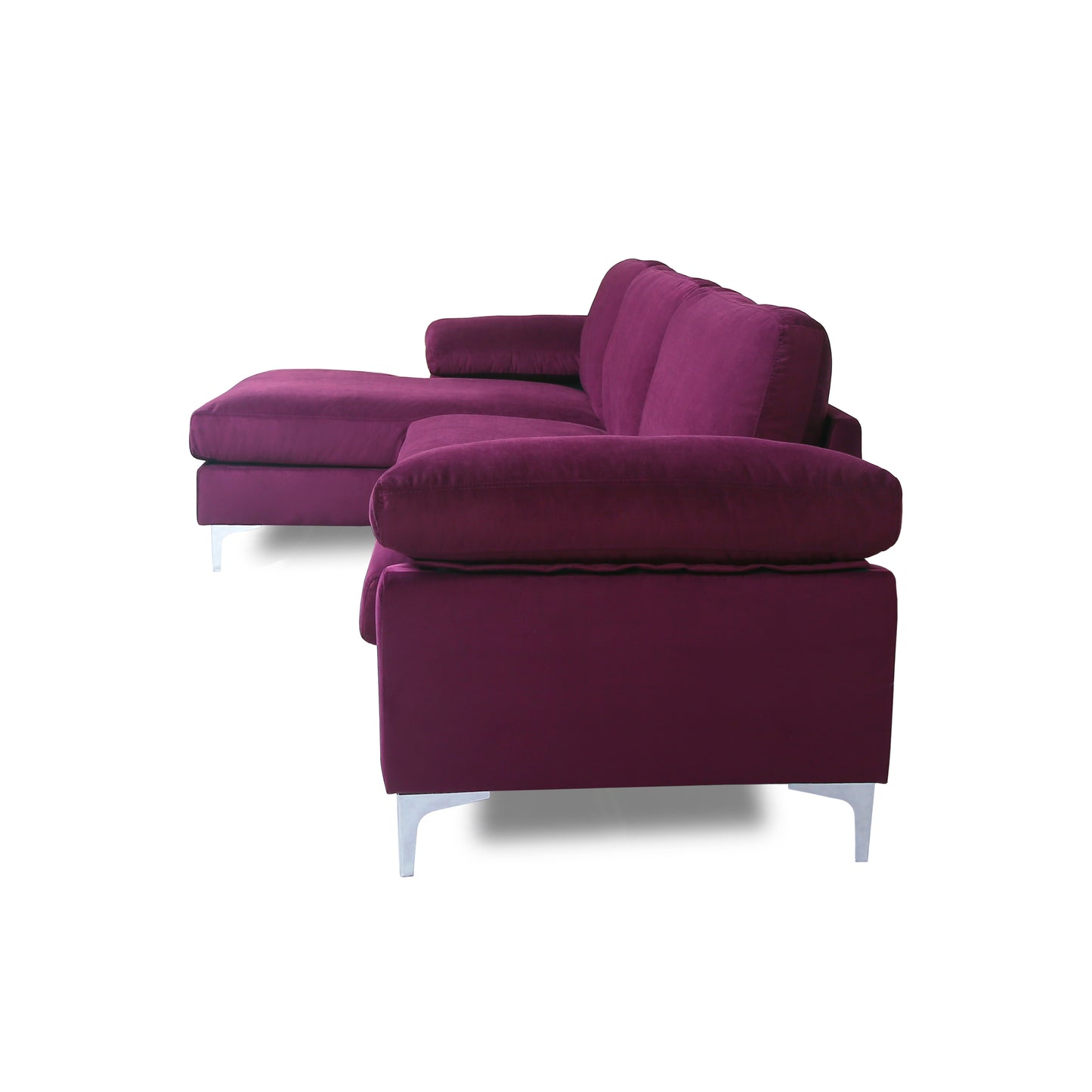 Sectional Sofa Purple Velvet Left Hand Facing - Modern Design, Plush Comfort, Large Size for Spacious Living Rooms