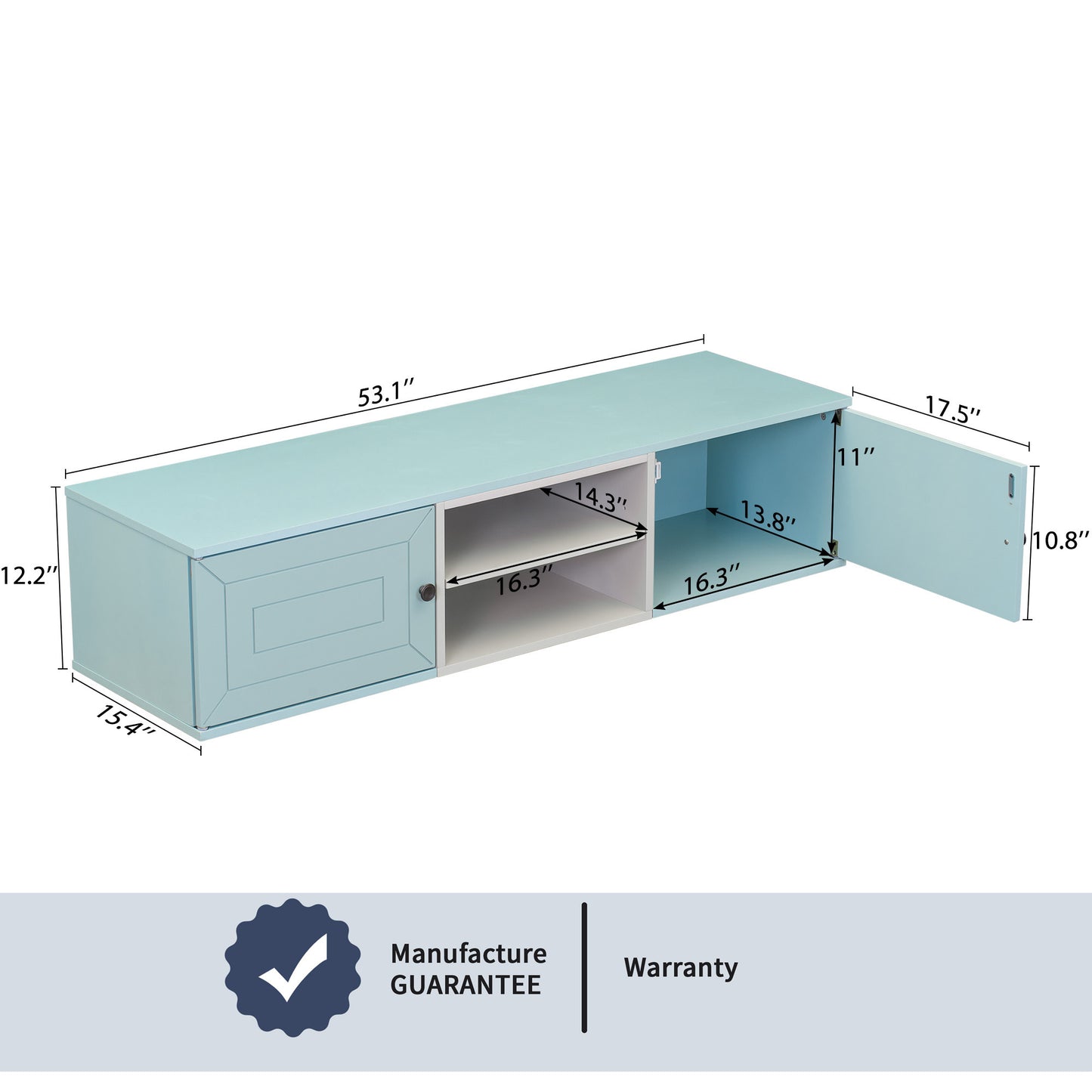 Wall Mounted 60" Floating TV Stand with Large Storage Space, Adjustable Shelves, Magnetic Cabinet Door, Cable Management - Sleek Design, Easy Organization, Black Finish