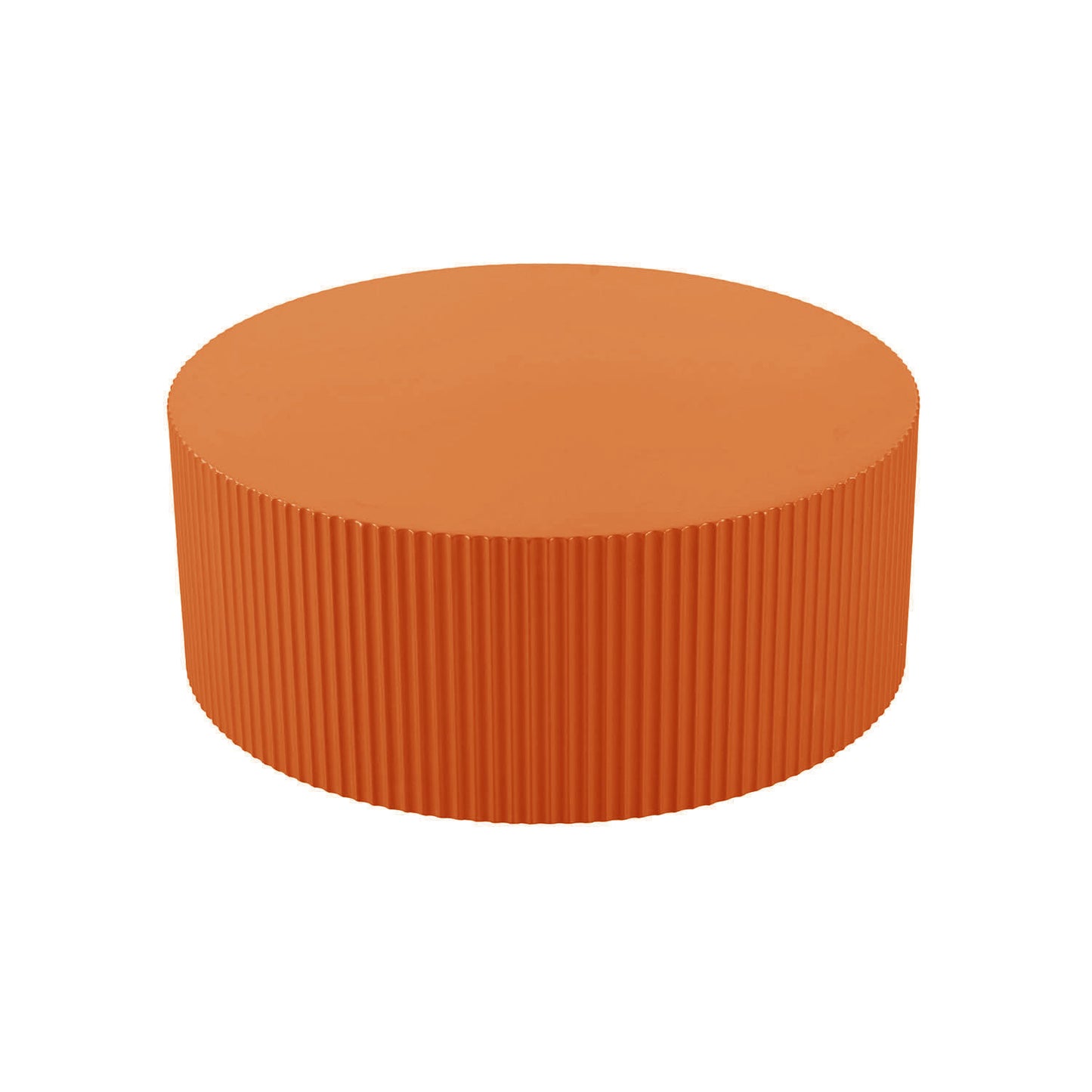 Stylish Round MDF Coffee Table with Handcraft Relief Design - Bright Orange φ35.43inch