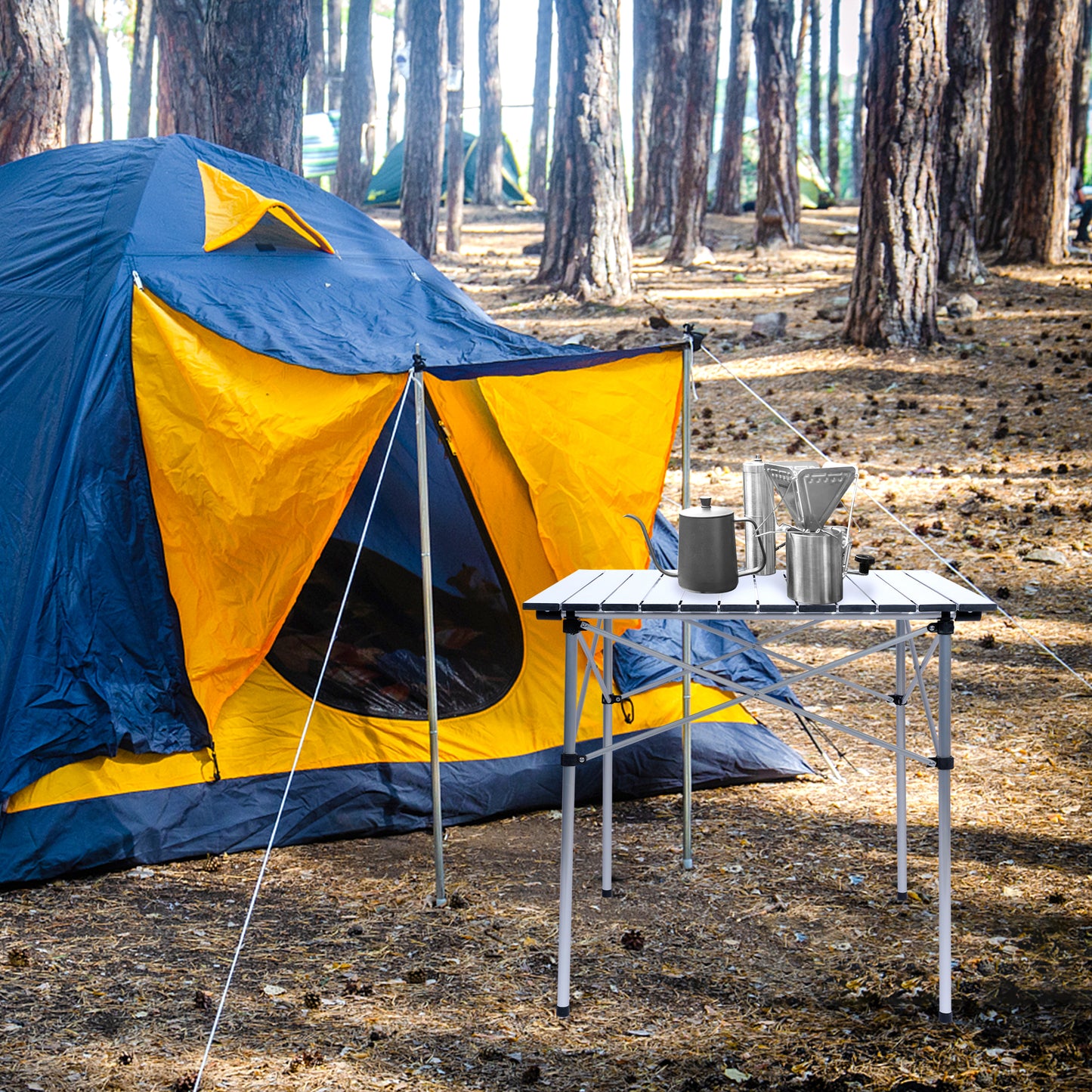 YSSOA Lightweight Folding Camping Table | Ultra-Compact Aluminum Table for Picnic, Beach, Travel | Carry Bag Included | White Color | 220 letters