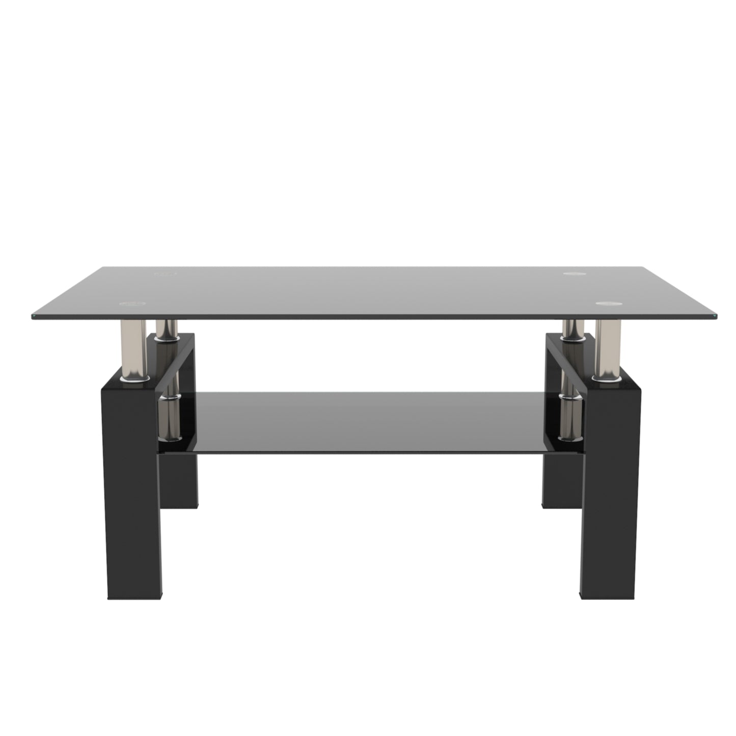 Rectangle Black Glass Coffee Table, Modern Side Center Tables for Living Room, Clear, Living Room Furniture