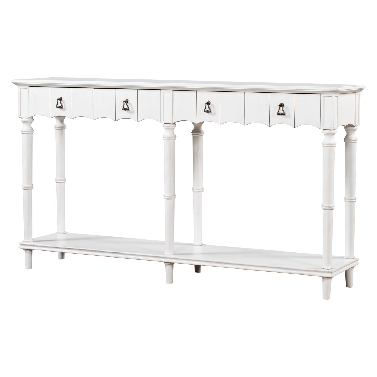 U-Style Console Table with 4 Front-Facing Storage Drawers and 1 Shelf – Ideal for Hallway, Living Room, or Bedroom – Classic Design with Ample Storage Space – Available in Various Colors and Sizes