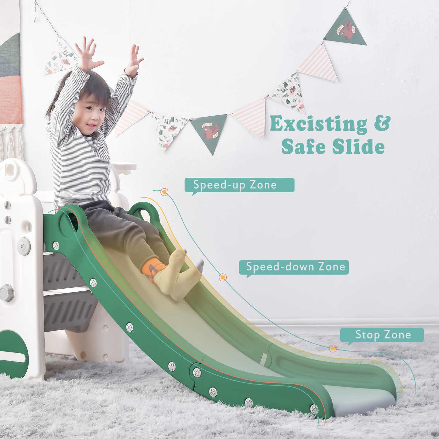 Kids Slide with Bus Play Structure Climber, Freestanding, Basketball Hoop, Slide Set - Ideal for Toddlers, Indoor & Outdoor Fun!